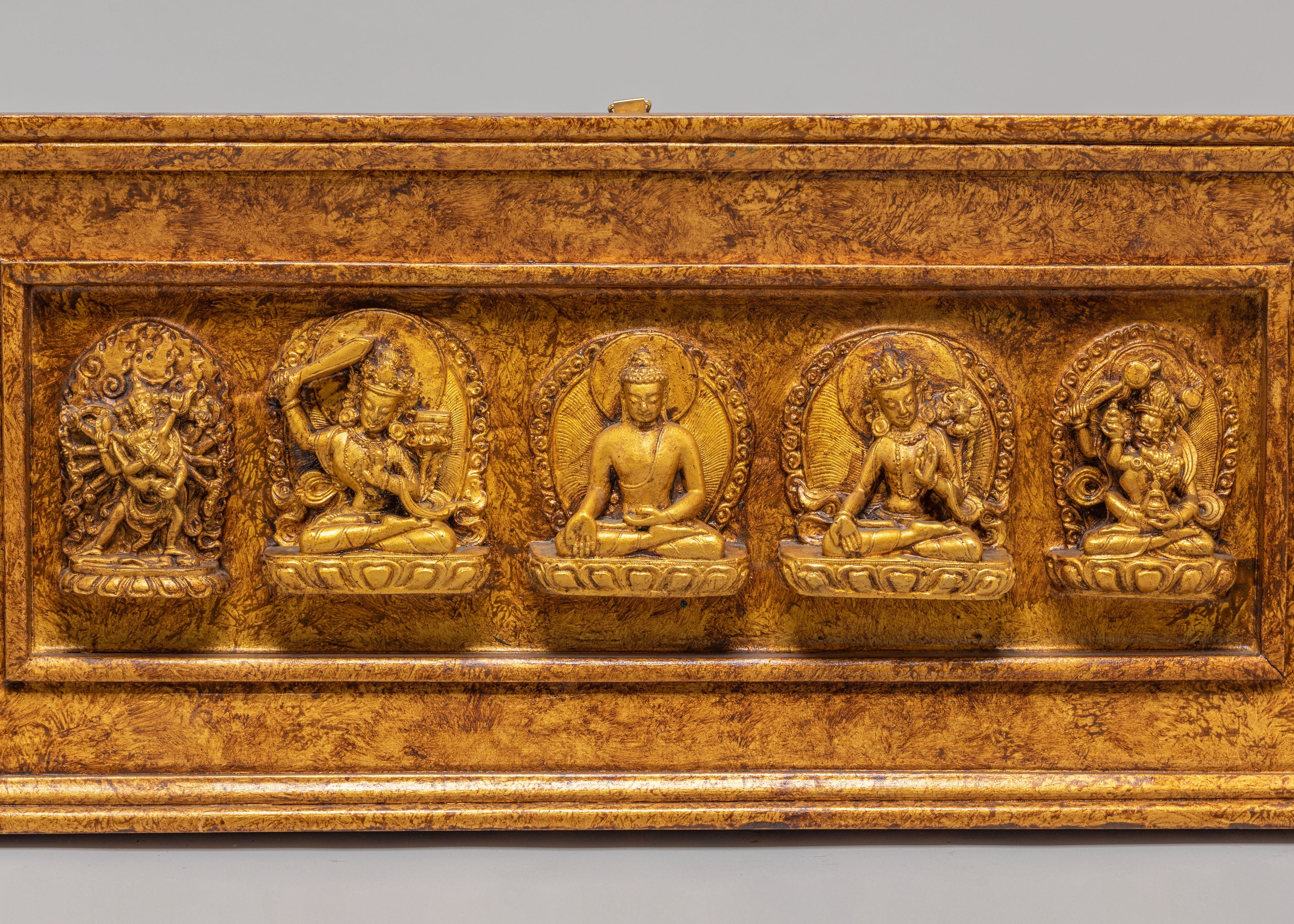 Handmade Wall Hanging with Meditational Deities | Spiritual Stone Dust Art