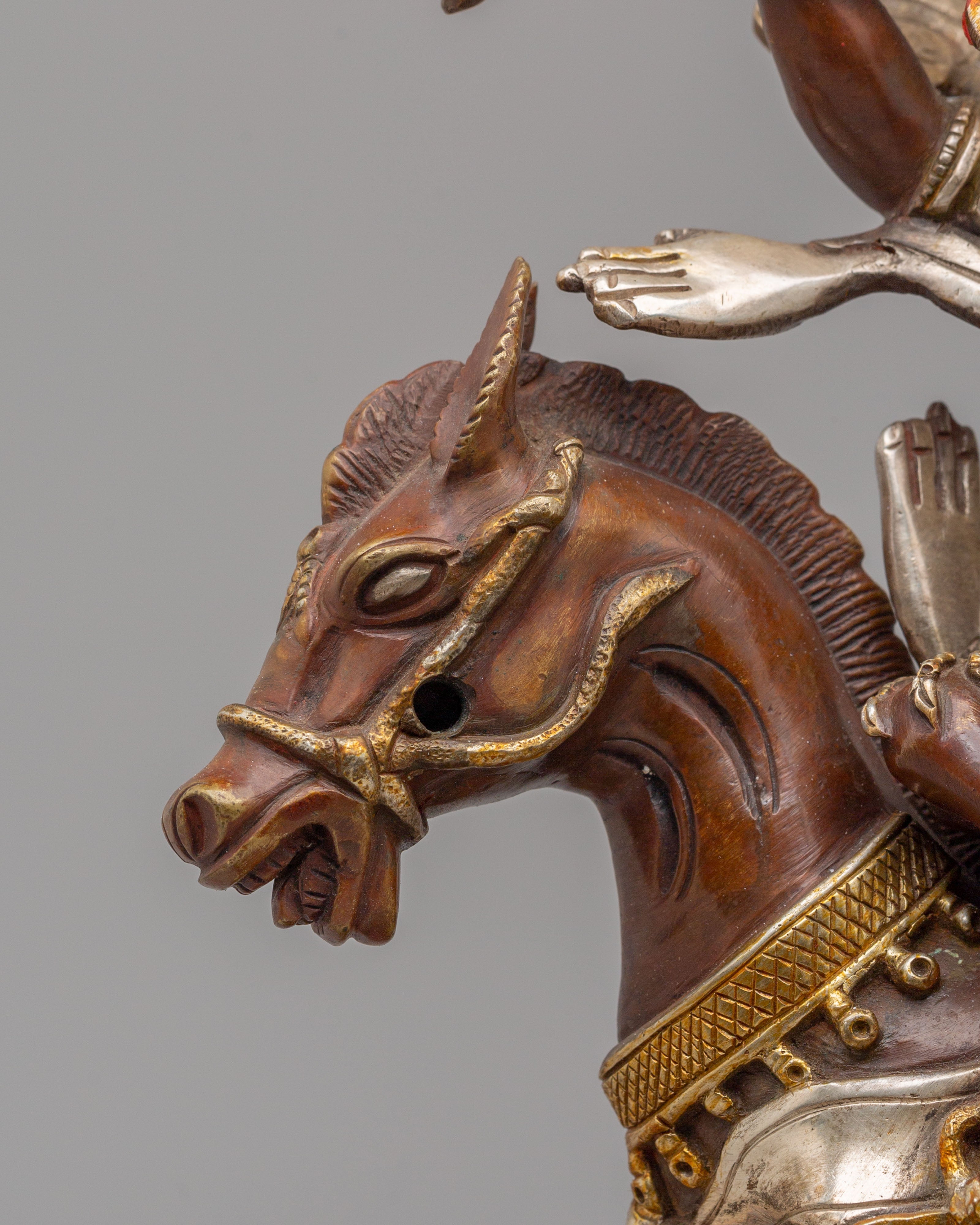 Palden Lhamo Wrathful Deity Statue | 24K Gold Plated Tibetan Protector Sculpture