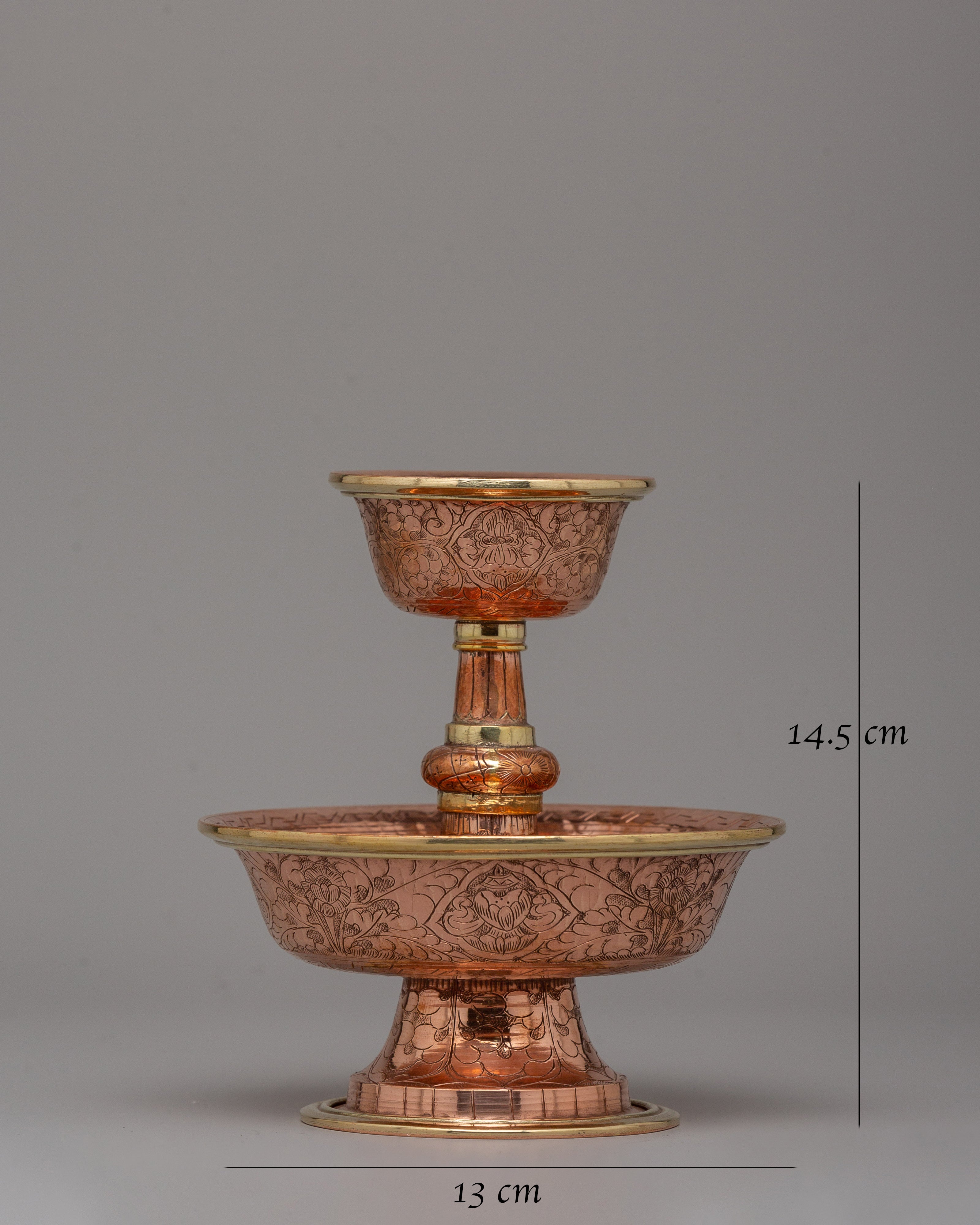 Handcrafted Copper and Brass Serkyem Offering | Tibetan Ritual Item