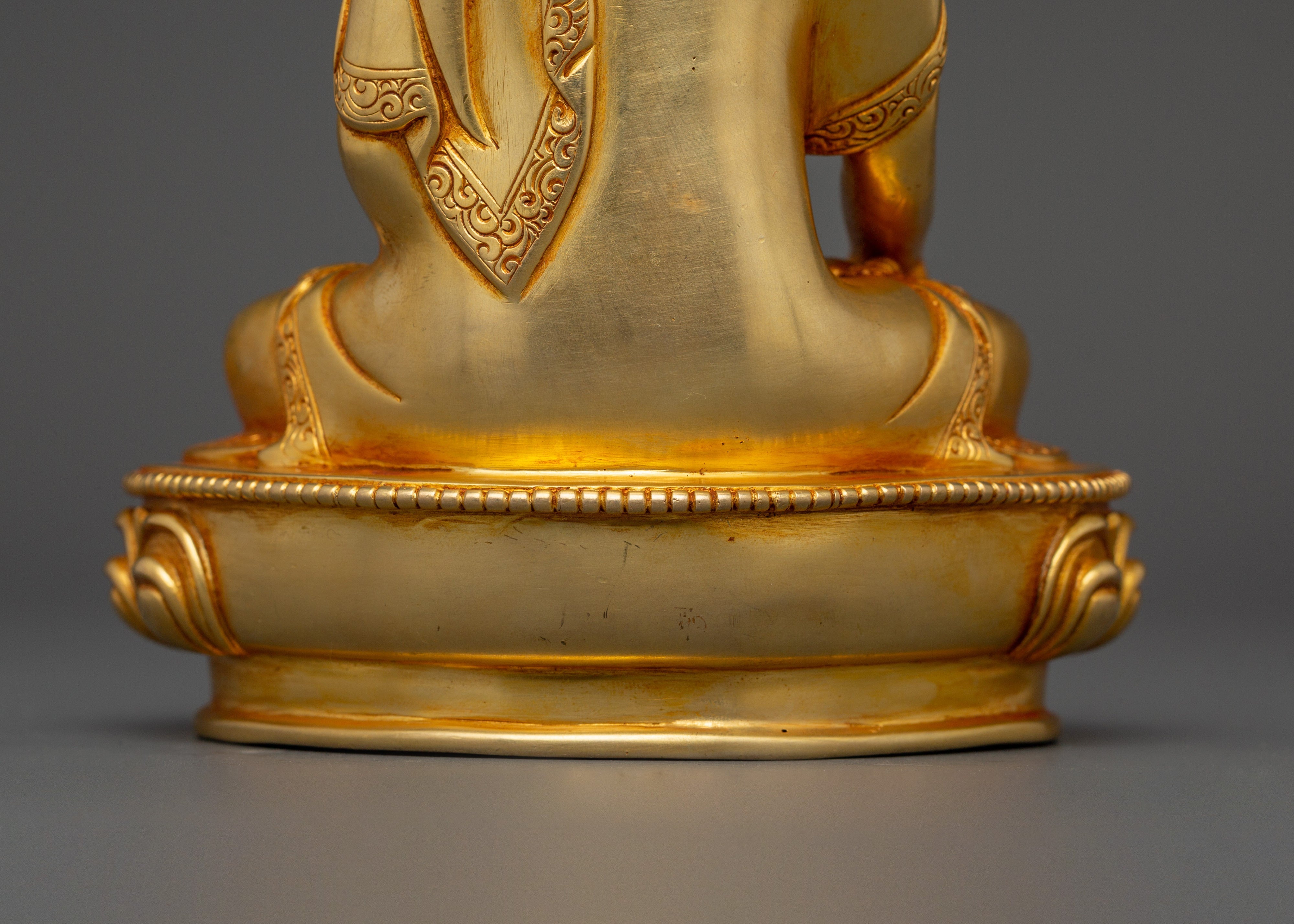 Shakyamuni Buddha Gold Plated Statue | Handcrafted Copper Deity for Meditation