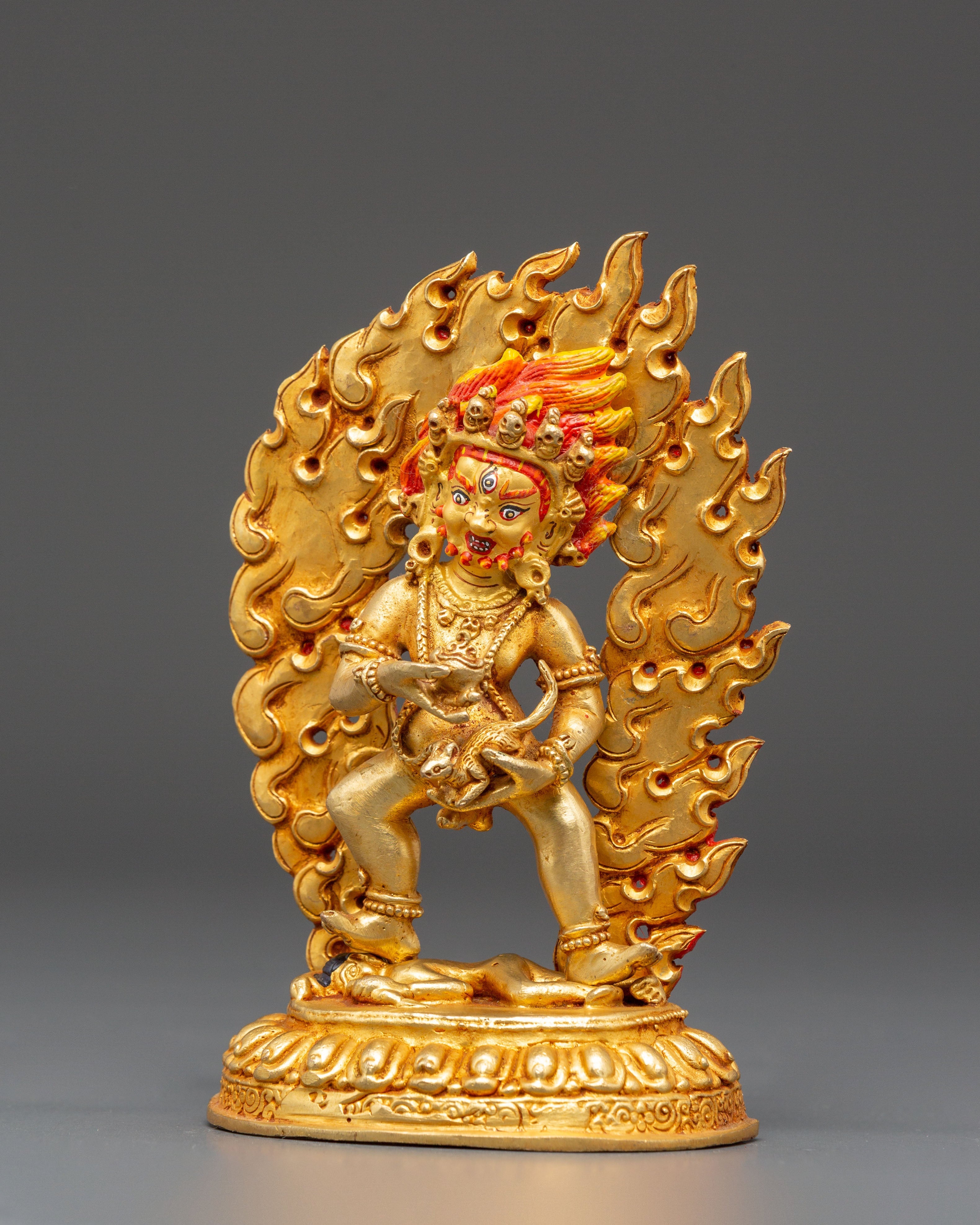 Golden Wealth Guardian Black Dzambhala Statue | Protection and Dharma Artwork