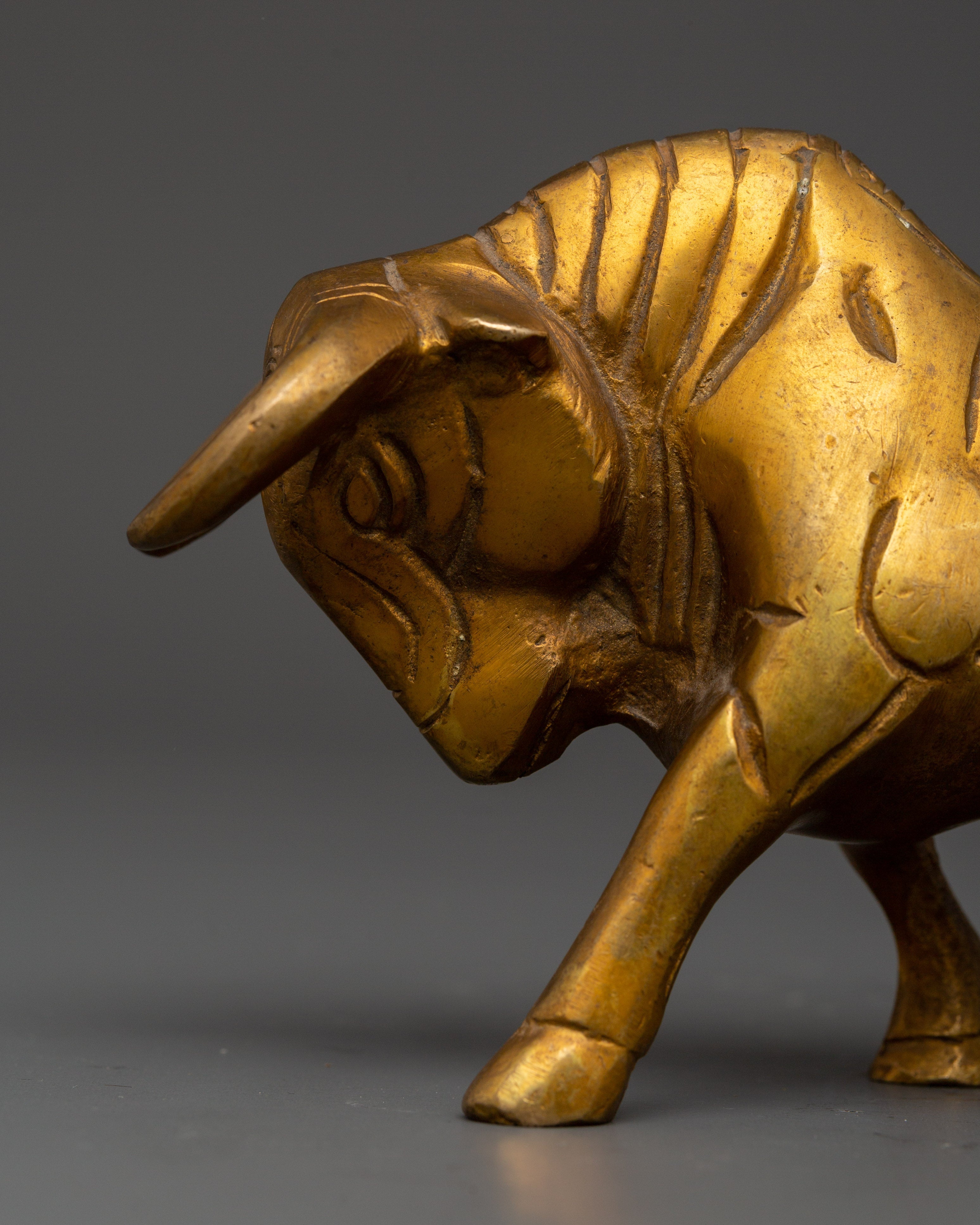 Handcrafted Brass Ox Statue Set | Pair of Decorative Sacred Oxen Sculptures