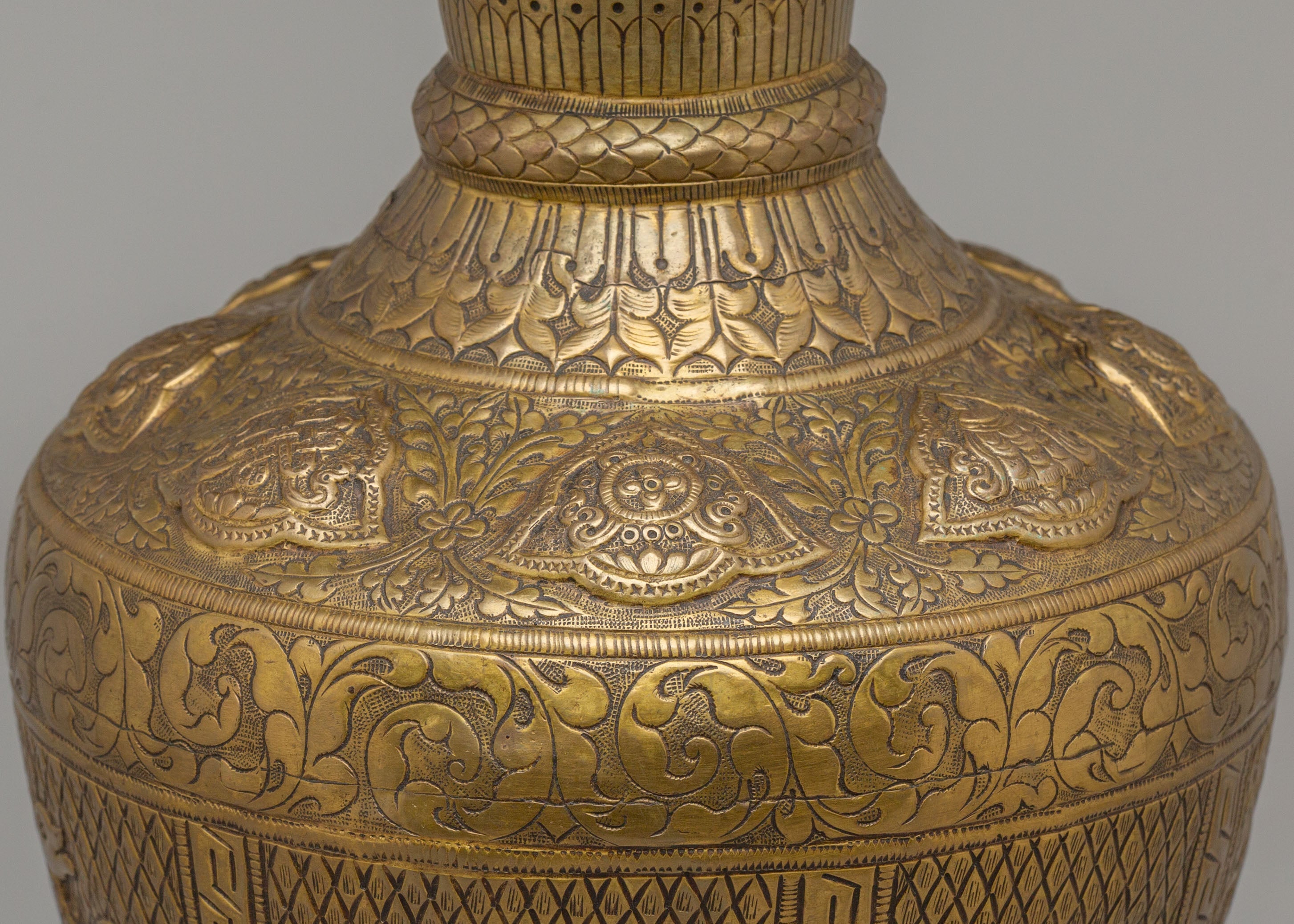 Decorative Himalayan Vase | Handcrafted Brass Tibetan Vessel