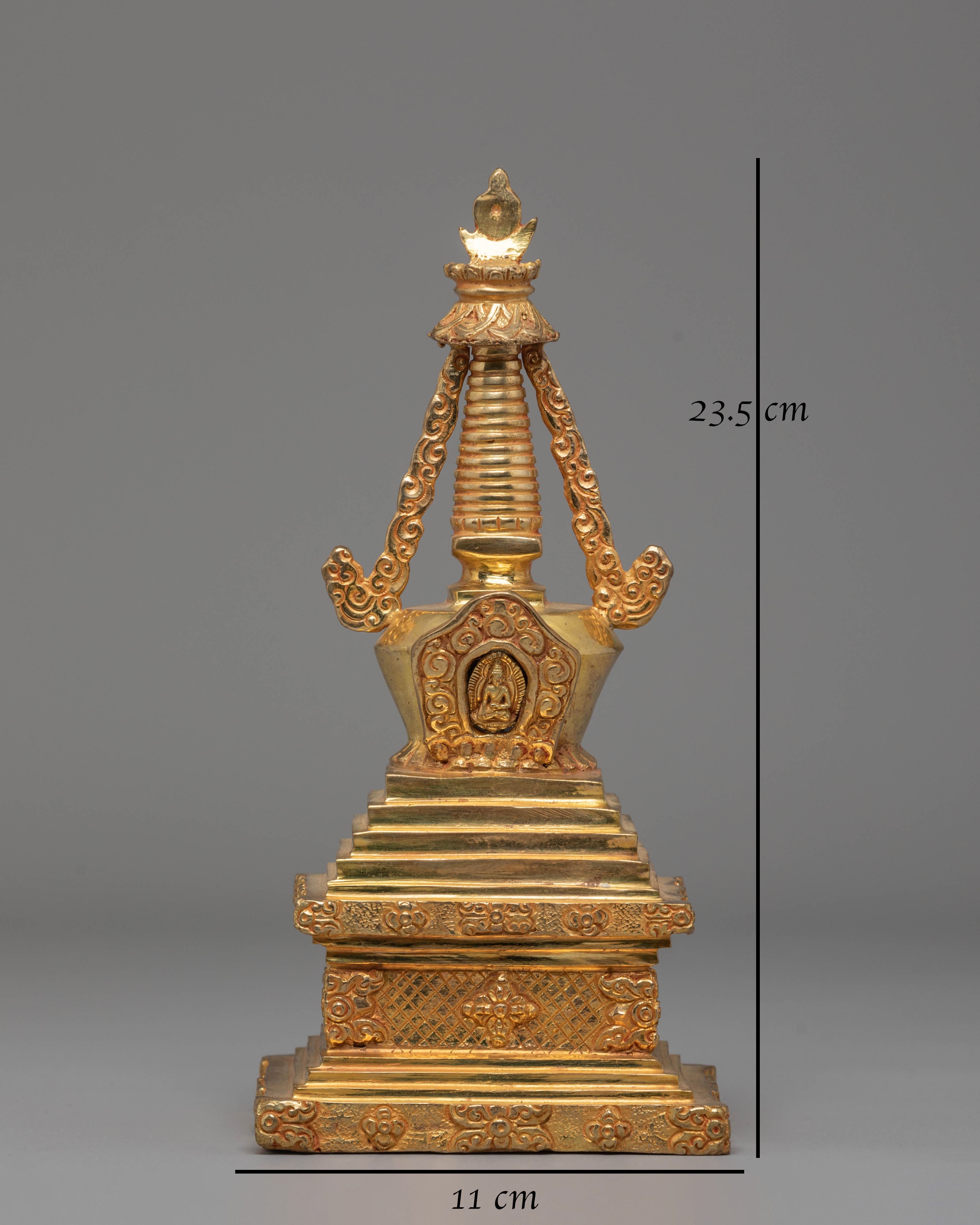 Handcrafted Gold-Plated Stupa Statue | Tibetan Ritual Stupa