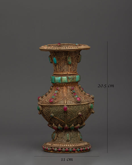 Handcrafted Copper Flower Vase | Electro Gold & Silver Plated Decorative Vase