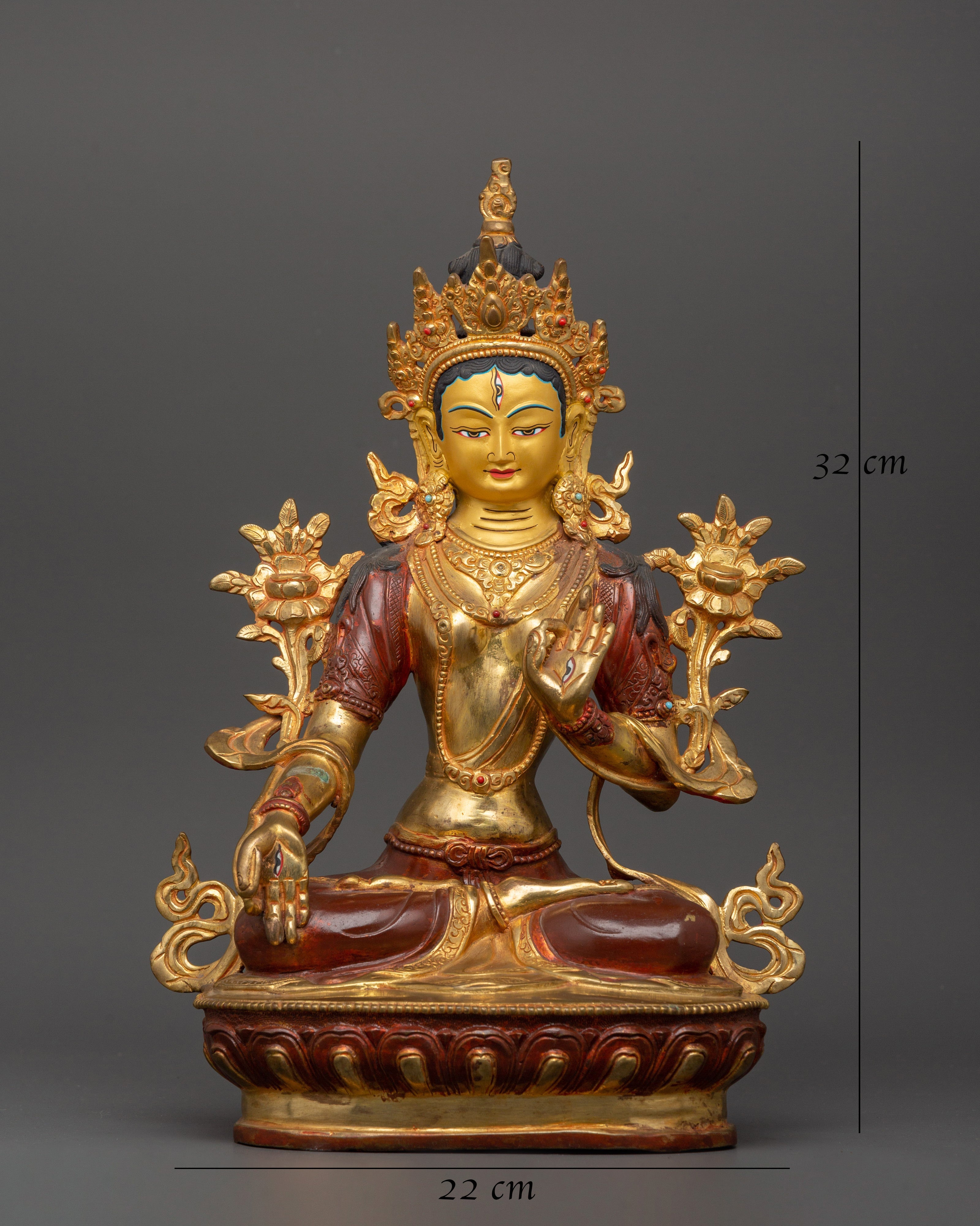 White Tara Tibetan Healing Deity Statue | Swift Action & Compassion Goddess