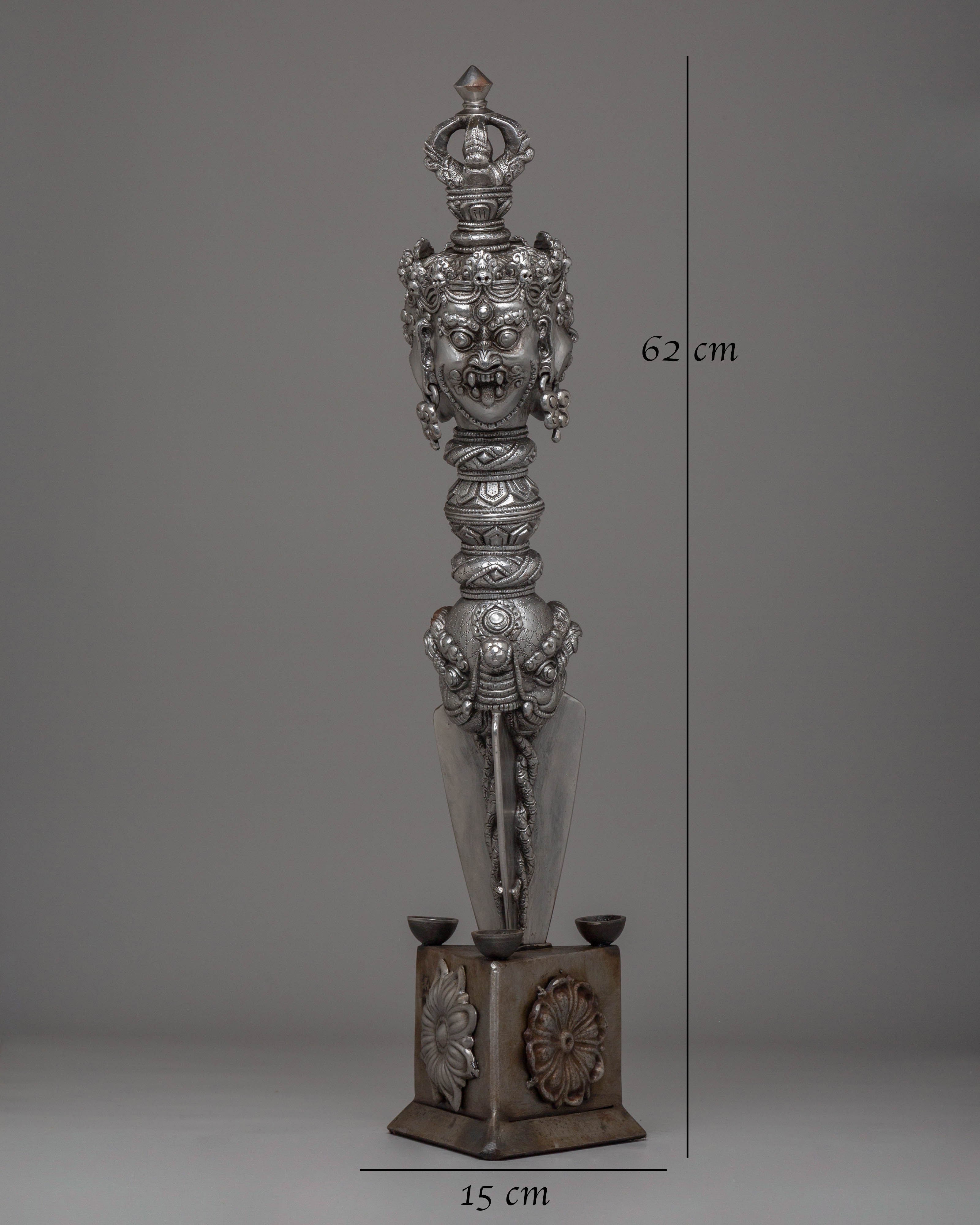 Iron Phurba for Buddhist Ceremonies |Tibetan Ritual Tool with Acrylic Color