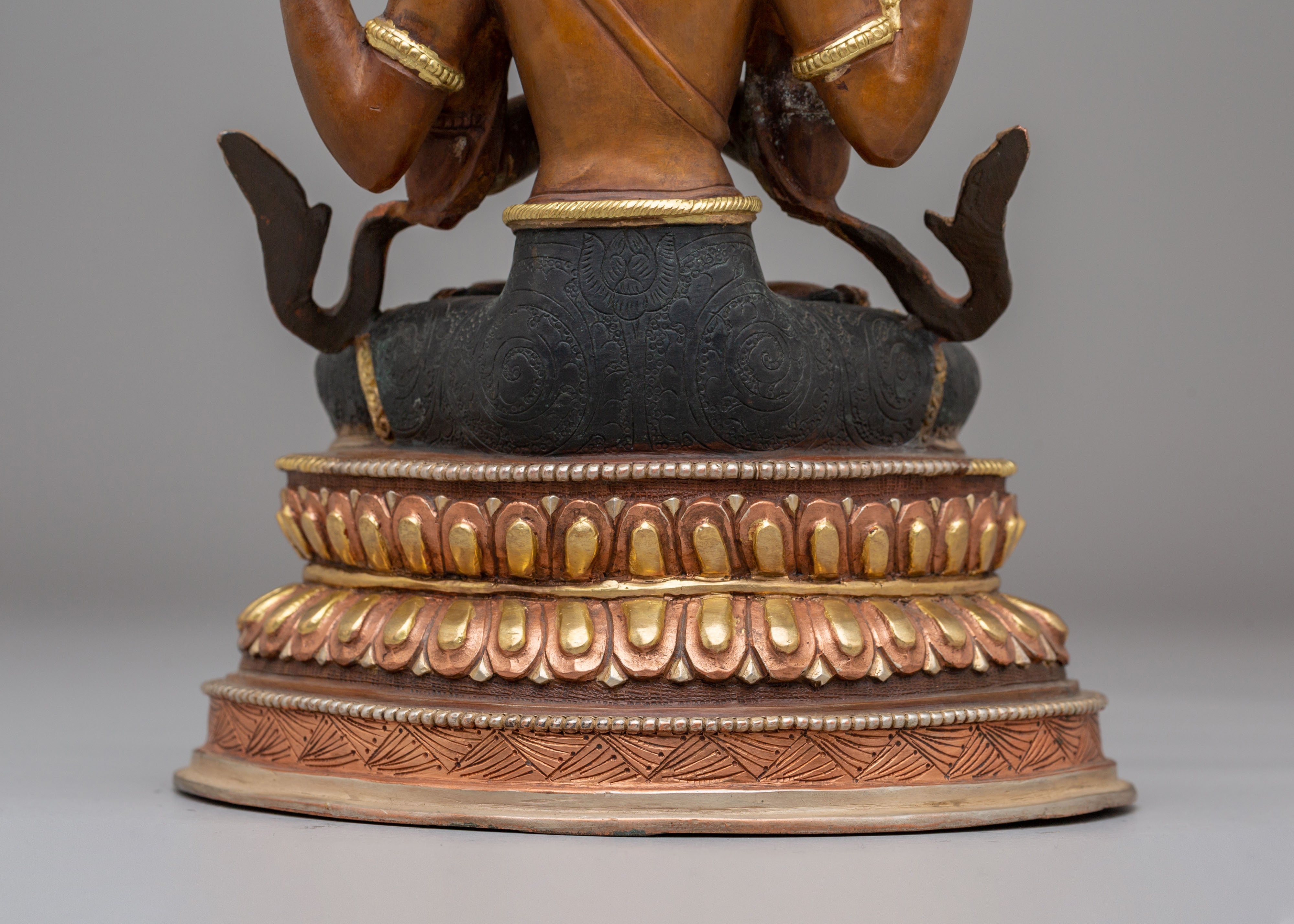 Chenresig Copper Handmade Statue | Traditional Tibetan Artwork