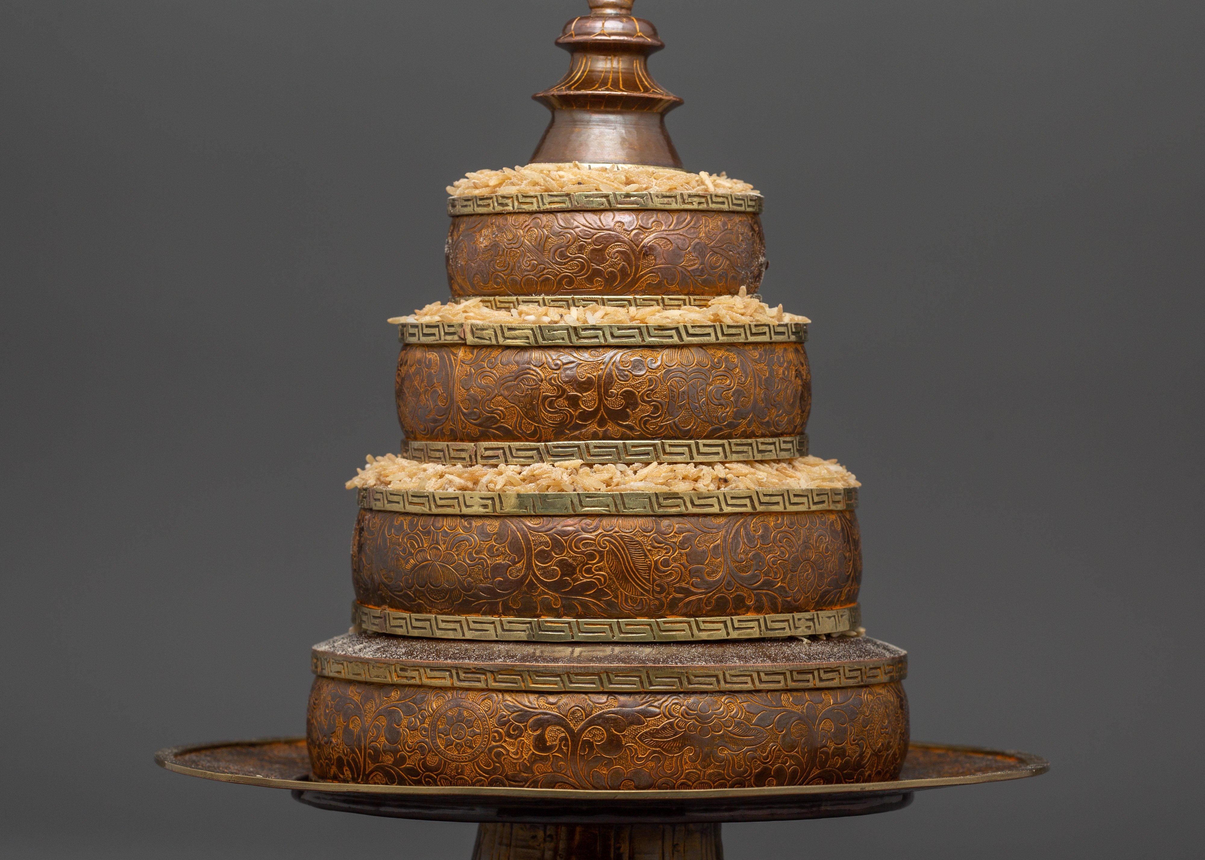 Oxidized Copper Mandala Offering Set | Buddhist Ritual Item