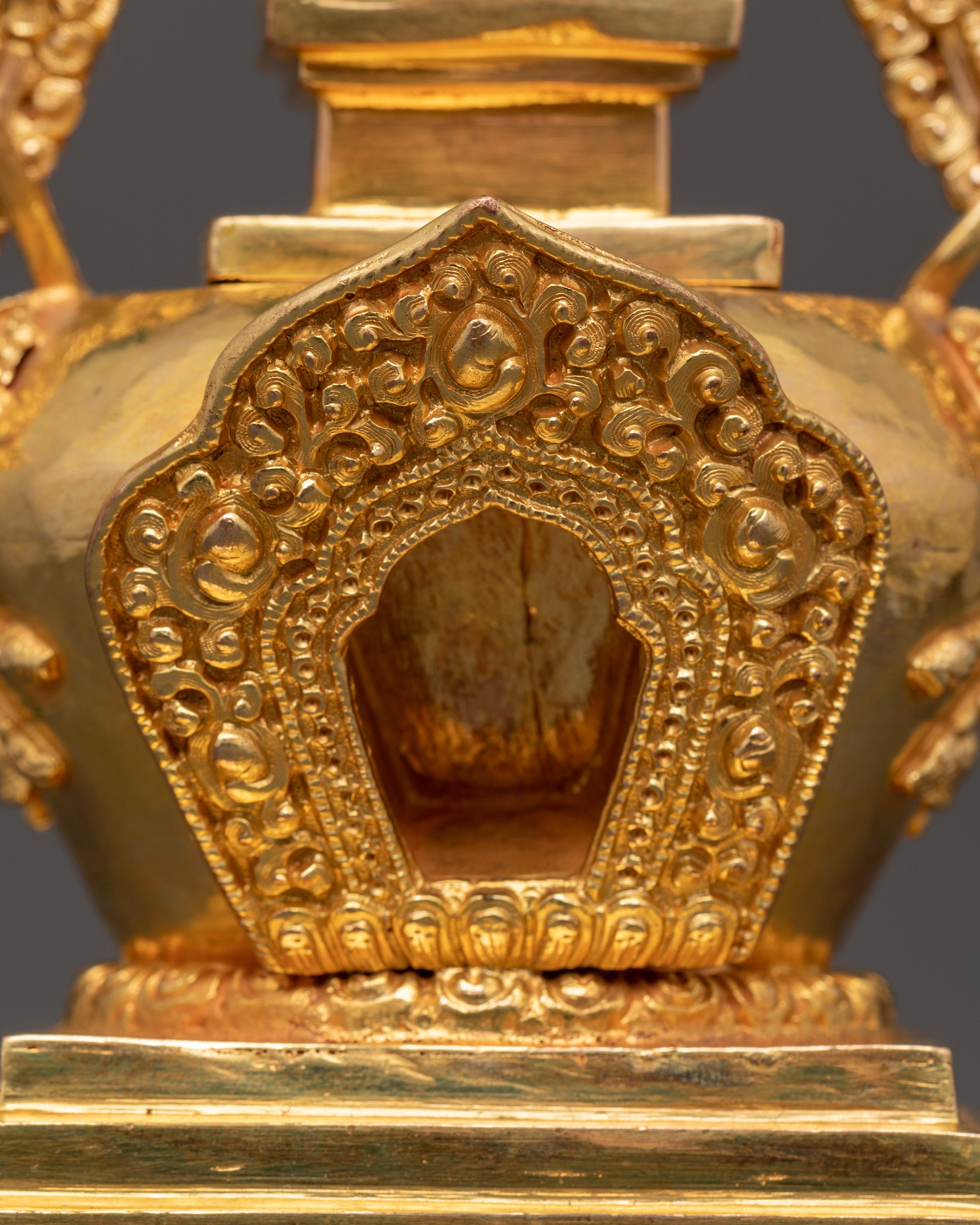 Traditional Tibetan Stupa Art | Copper Gold Plated Stupa Sculpture