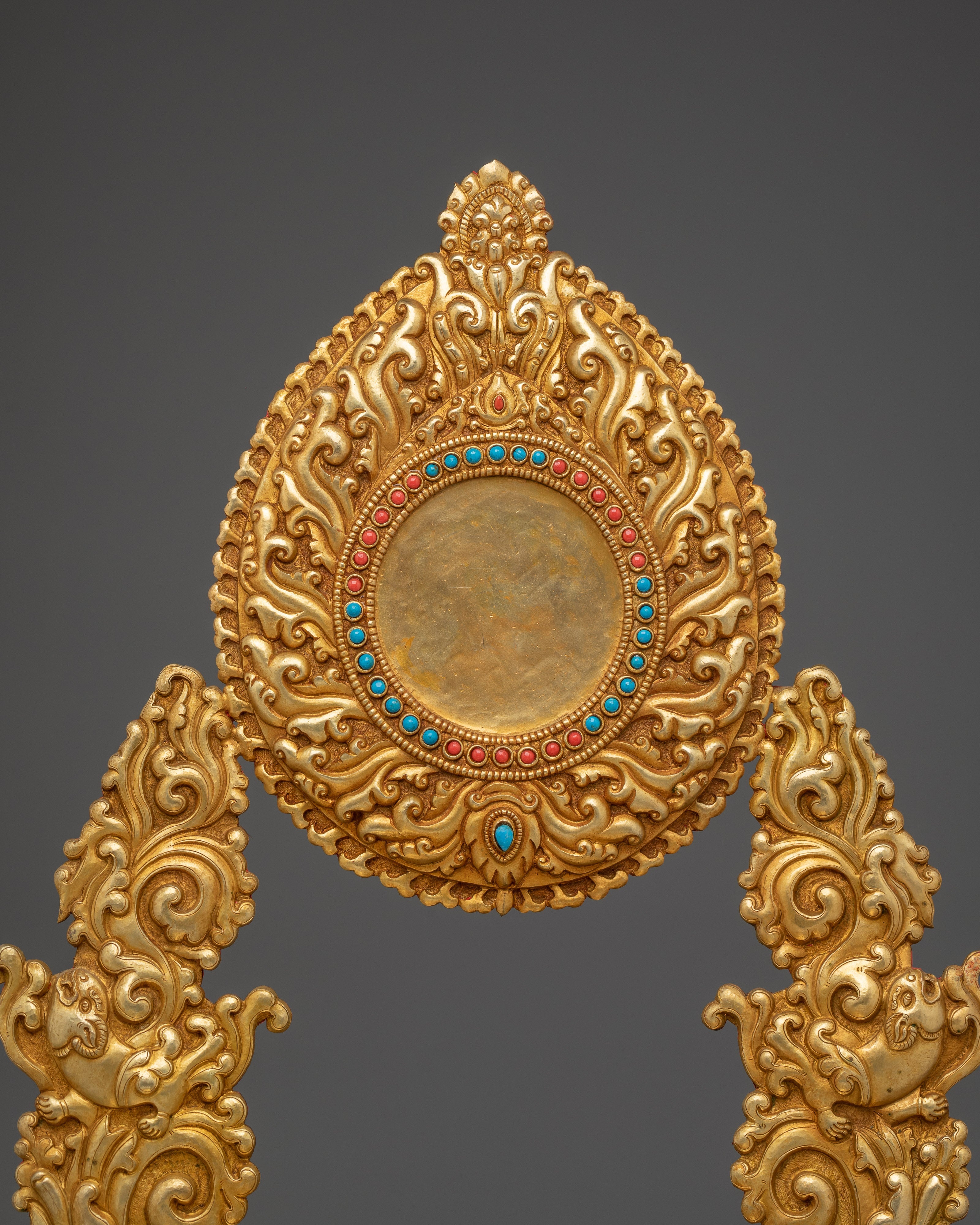 Traditional Gold-Plated, Copper Throne | Sacred Ritual Throne for Shrine