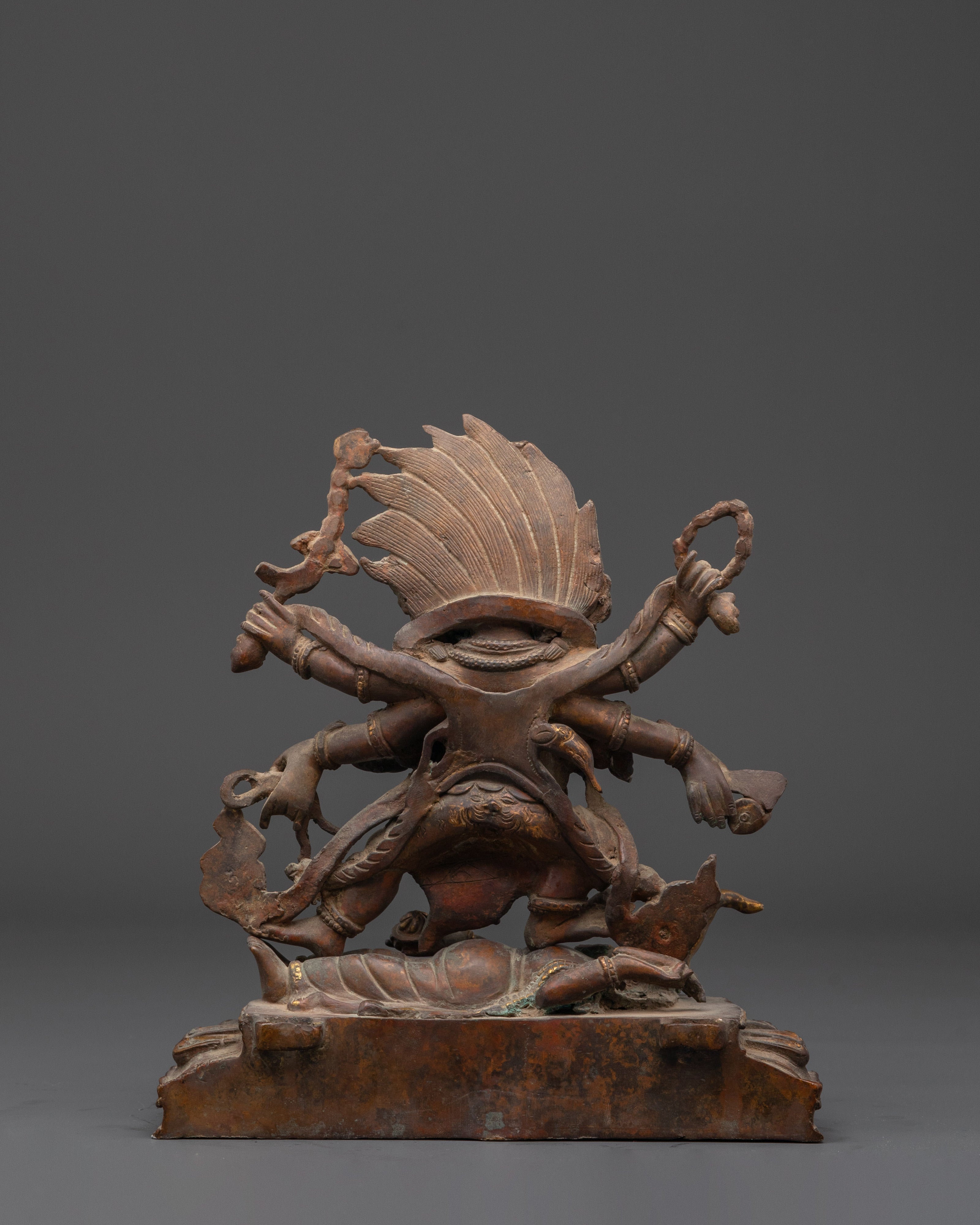 Handmade Six-Armed Mahakala Statue | Copper Body Statue