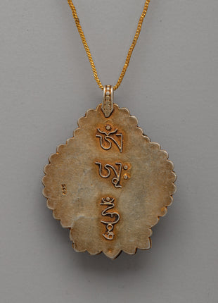 Gold-Plated Copper Locket | White Conch and Turquoise Stones