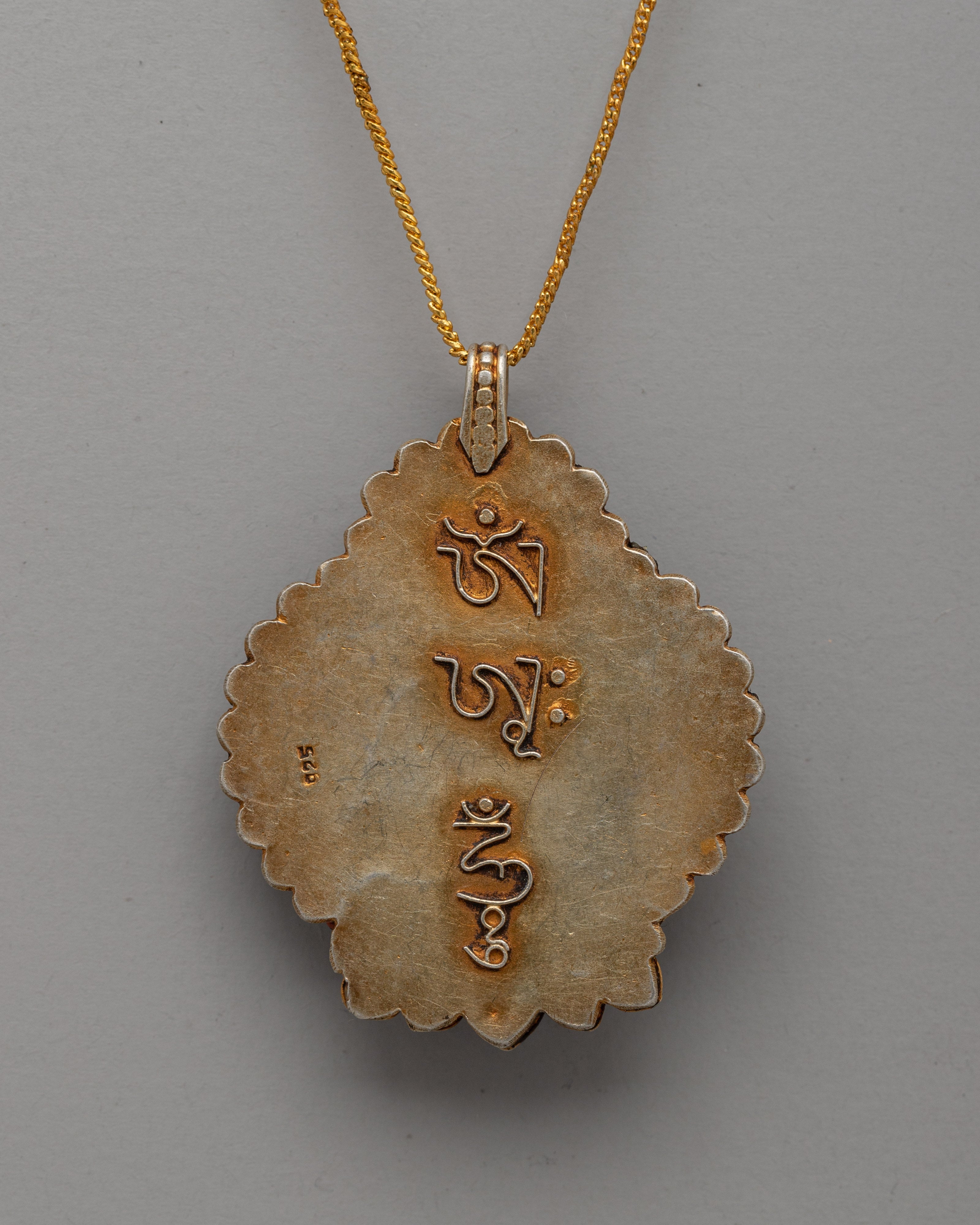 Gold-Plated Copper Locket | White Conch and Turquoise Stones