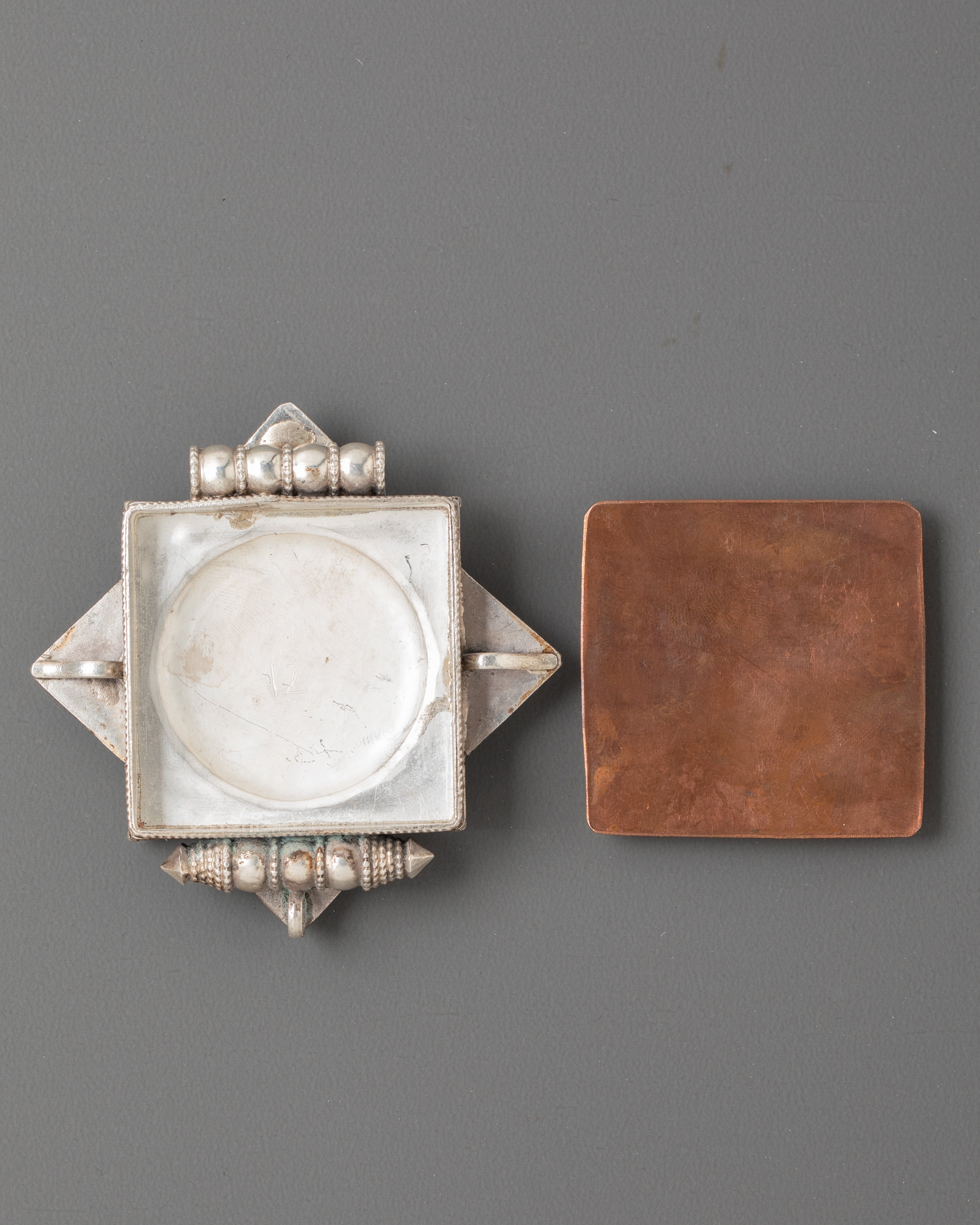 Spiritual Ghau Box Locket with Semi Precious Stones | Tibetan Silver Pendant