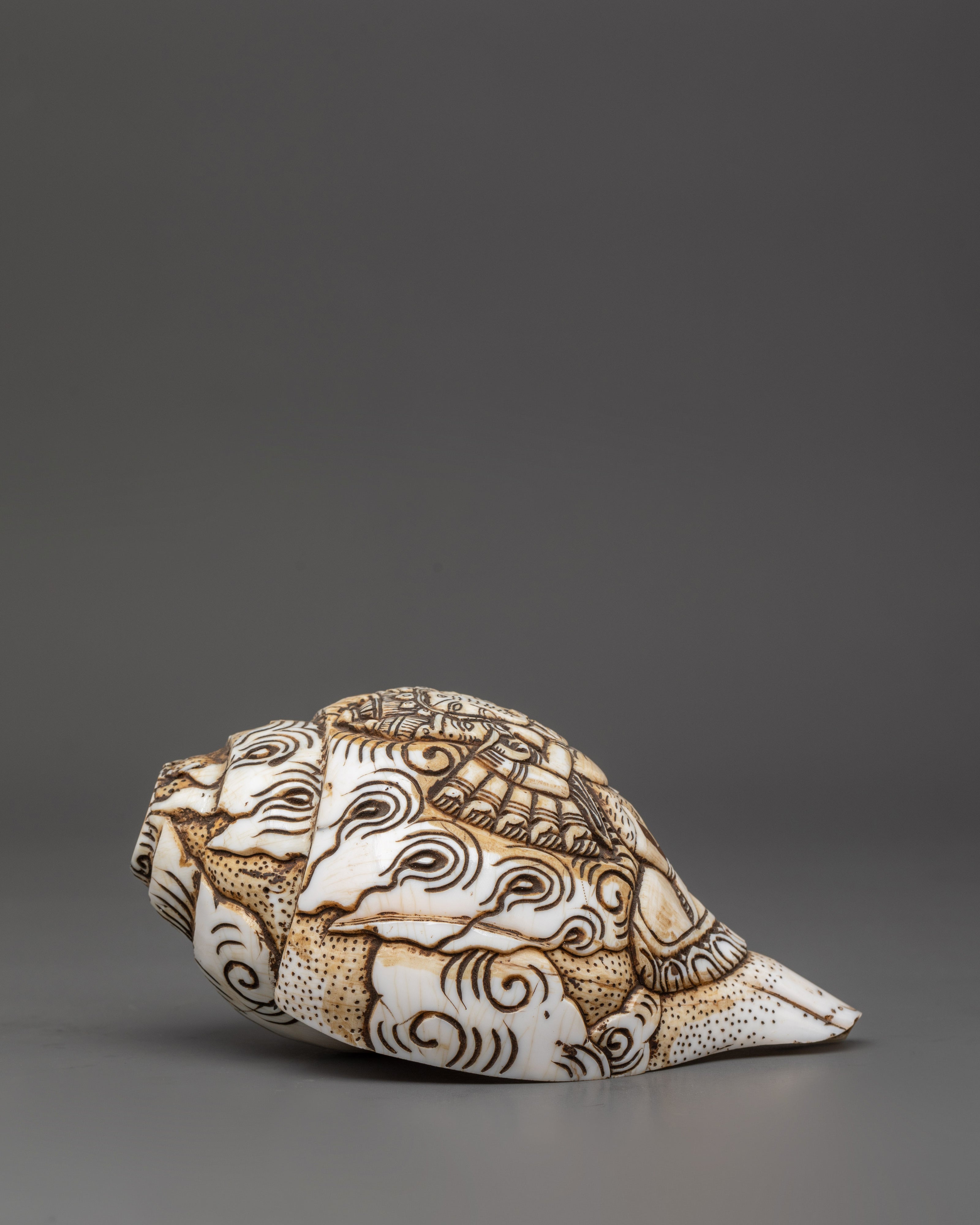 Handcrafted Ganesh Conch Shell | Sacred Shankha with Carved Ganesha Design