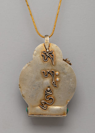 Gold-Plated Pendant with Coral & Turquoise | Design and Semi-Precious Stones