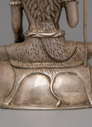 Shiva Silver Plated Copper Statue | Adi Yogi Shiva Ji Statue for Zen Decor