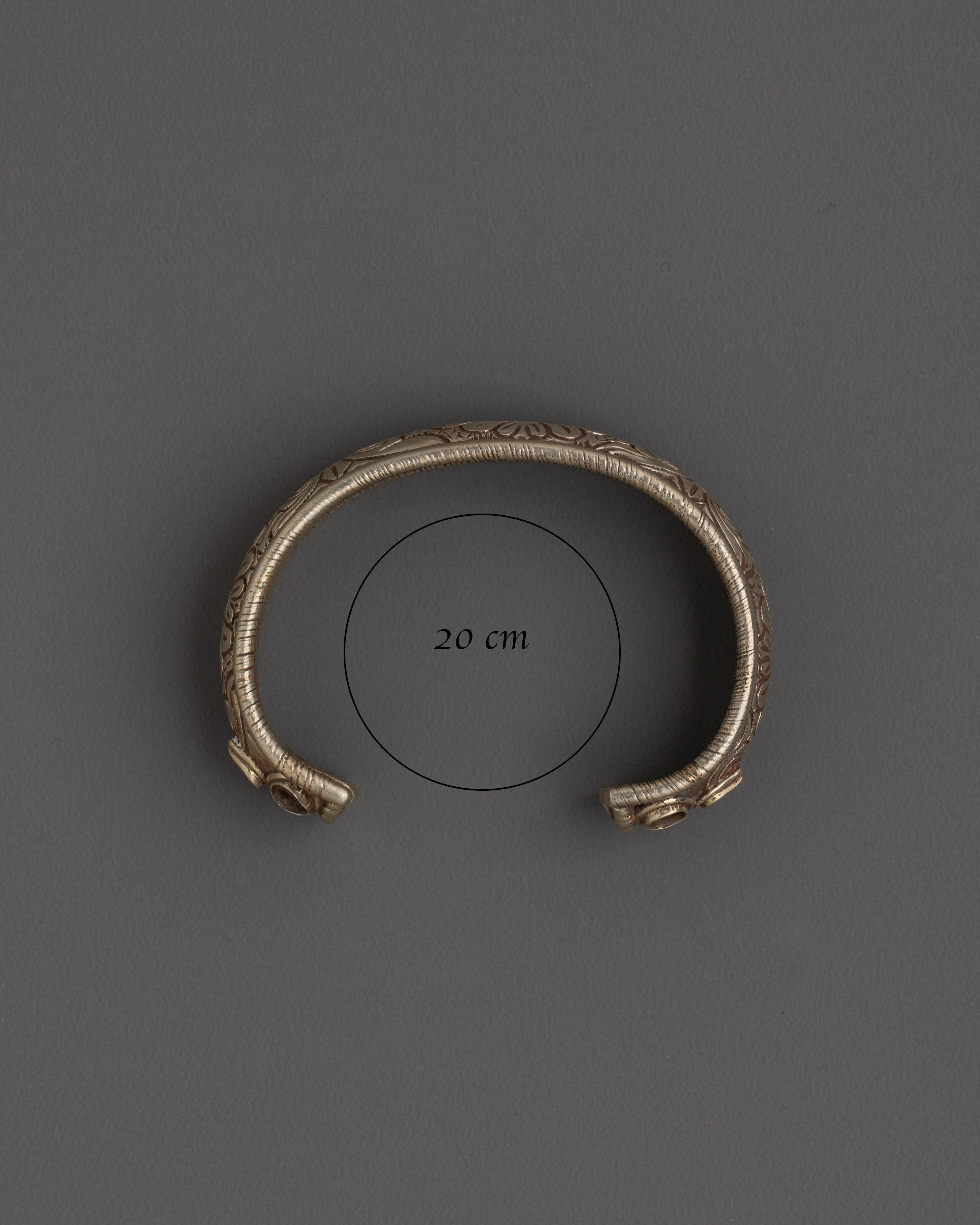 Handmade Traditional White Metal Tribal Bracelet | Spiritual Protection Bangle