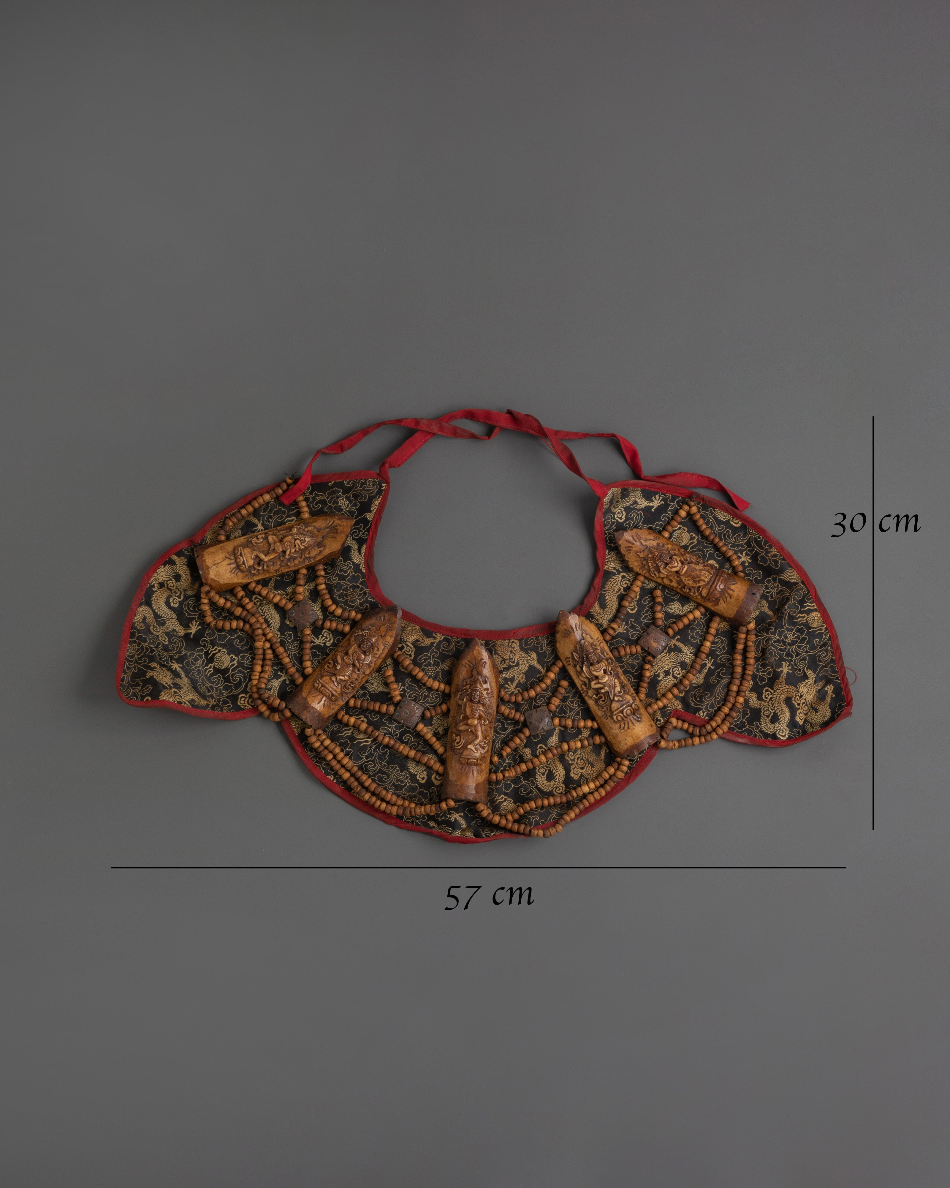Tibetan Yak Bone Guru Fabric Crown & Sacred Ritual Jewelry Set