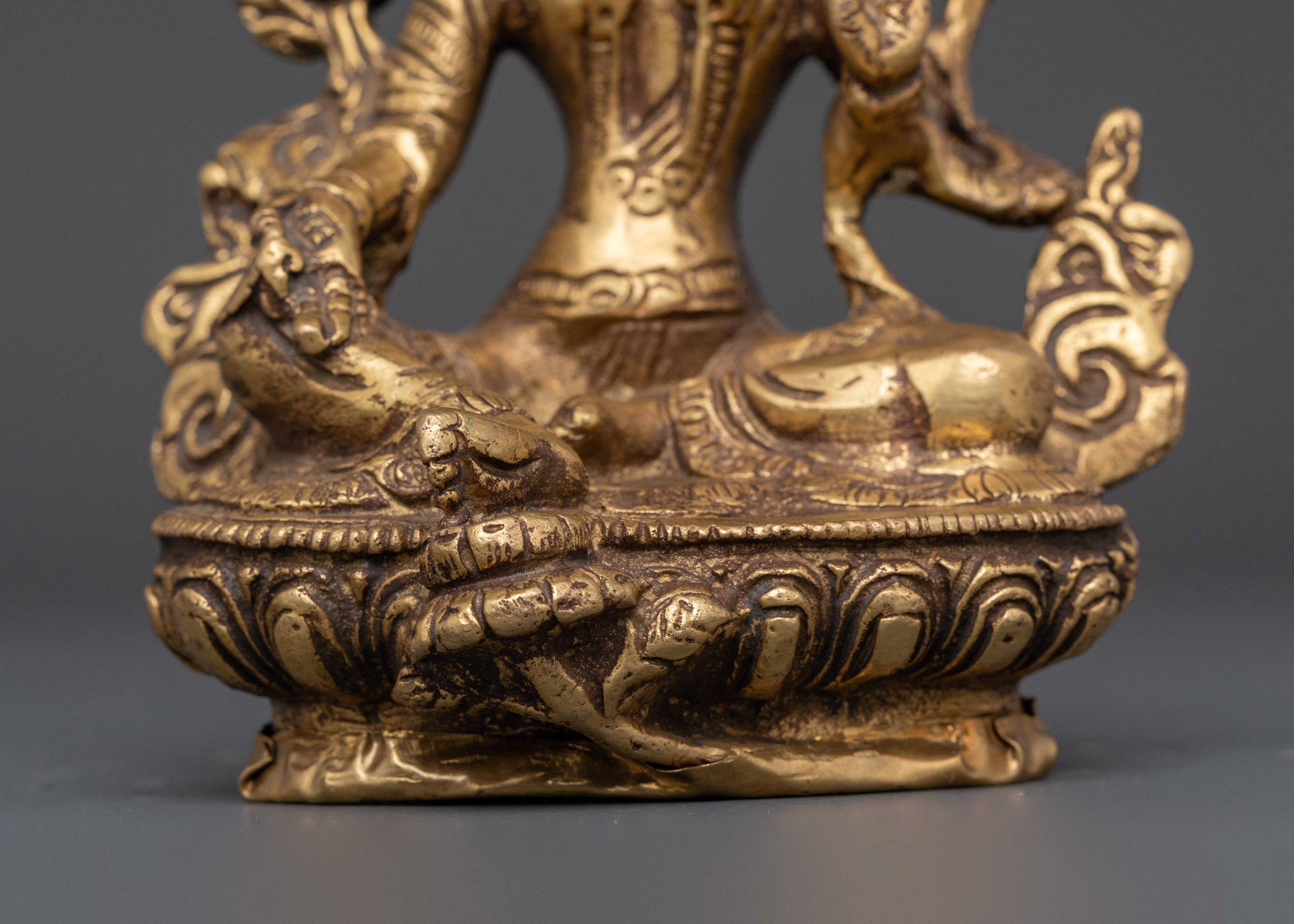 Handmade Spiritual Green Tara Statue | Brass Shyama Tara Figurine for Meditation