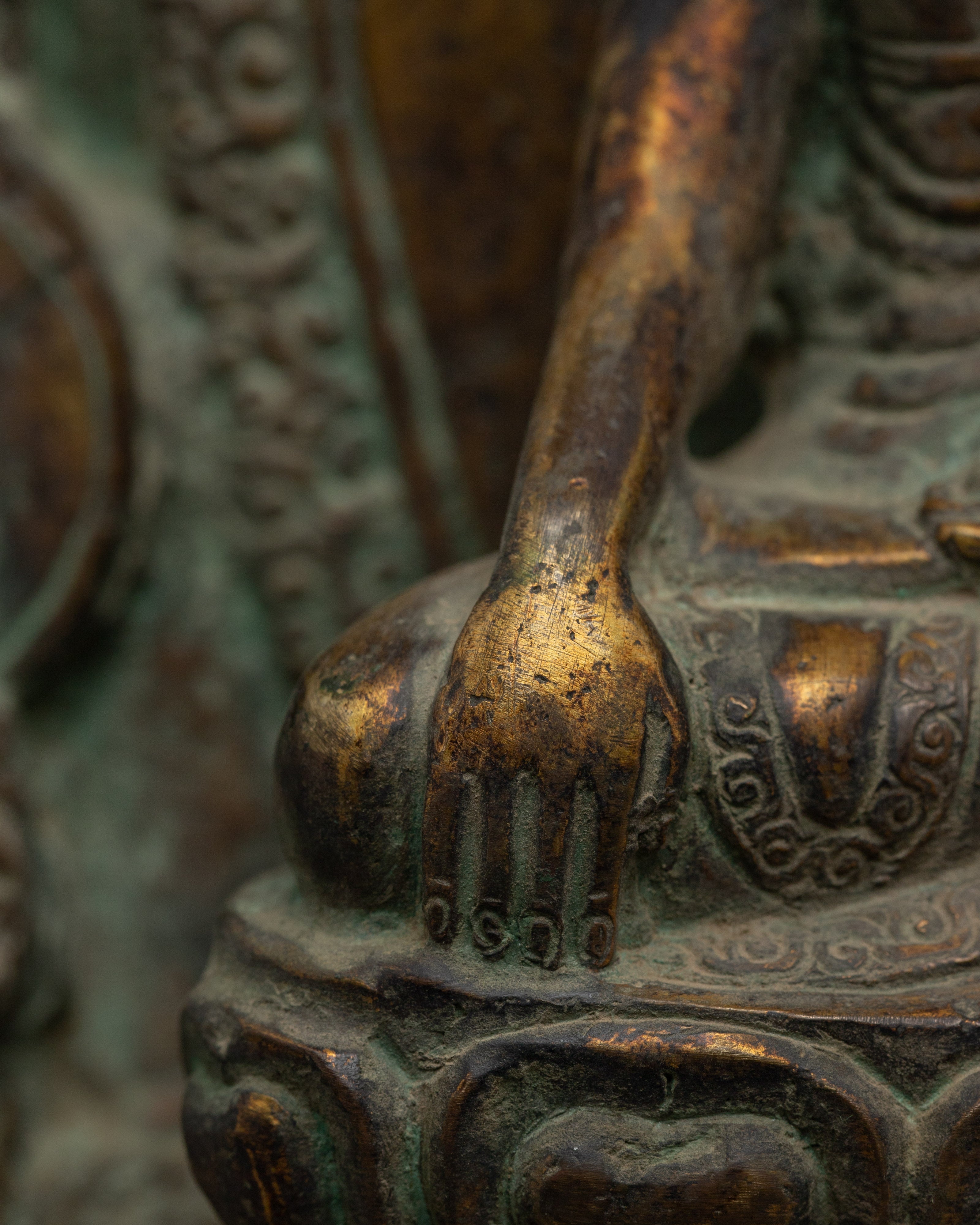 Figurine of Shakyamuni Buddha on Throne | Copper Sculpture