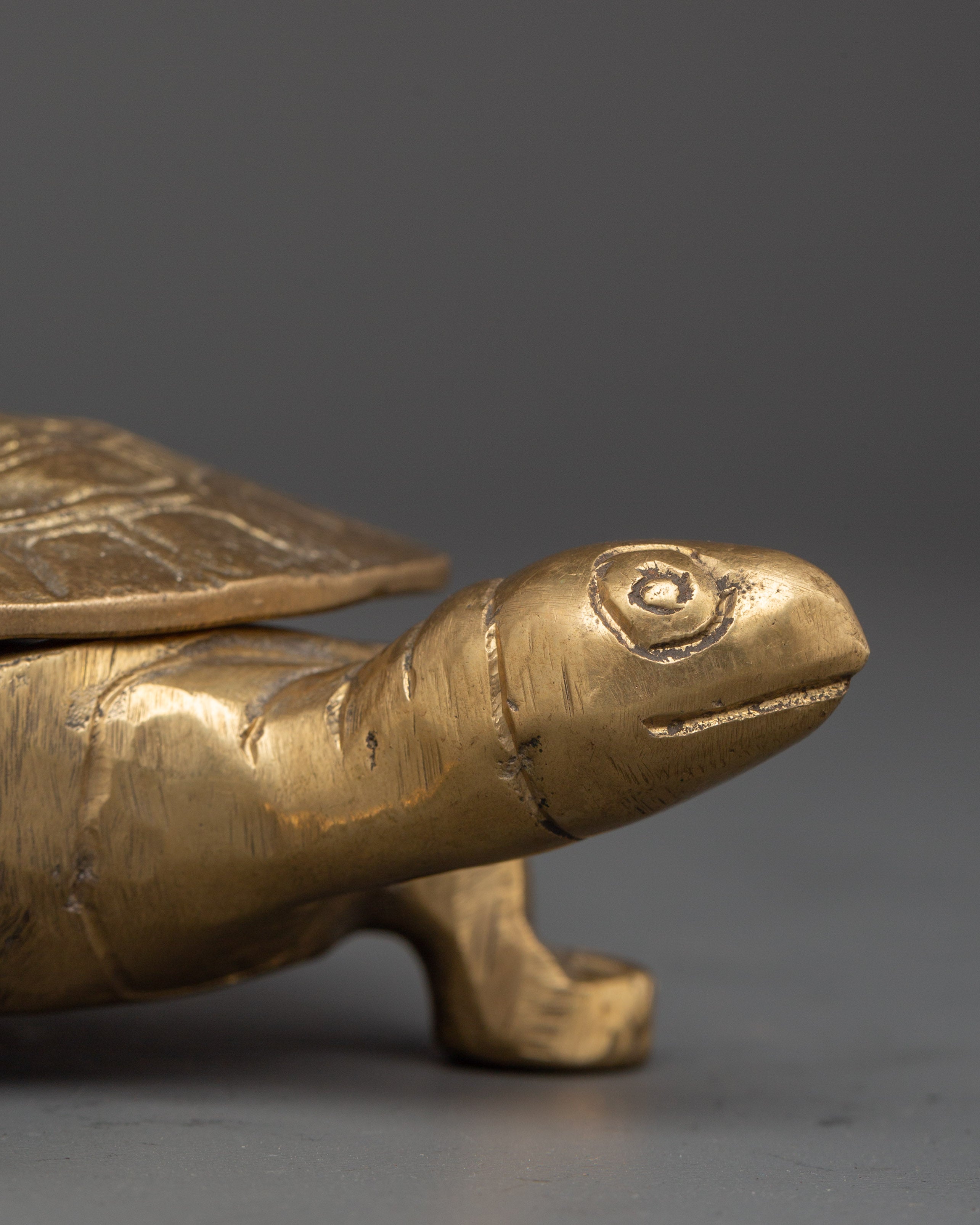 Handcrafted Tortoise Shape Container | Brass Turtle Decorative Vessel