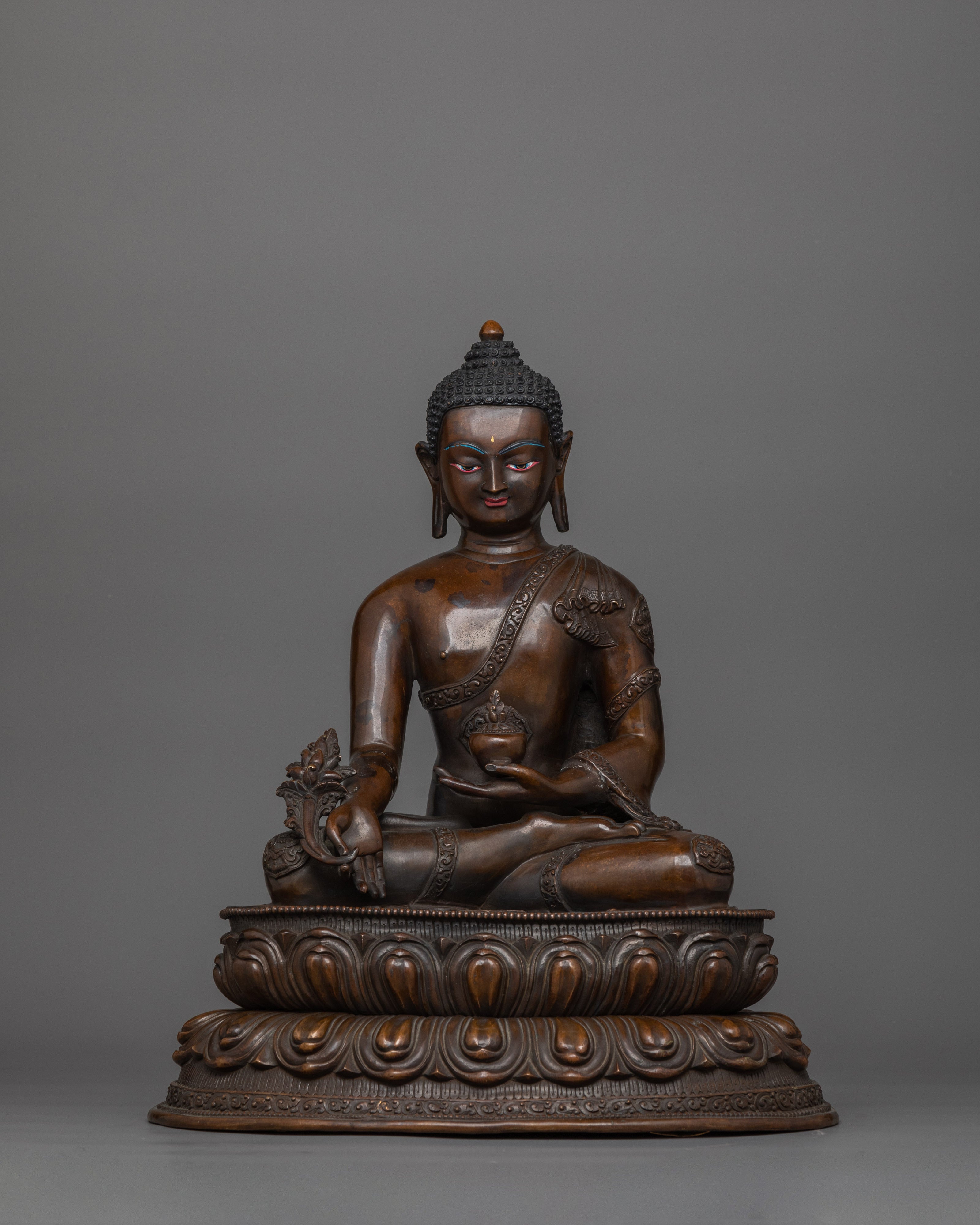 Handcrafted Three Buddha Sculpture Set | Medicine, Amitabha, and Shakyamuni Statues