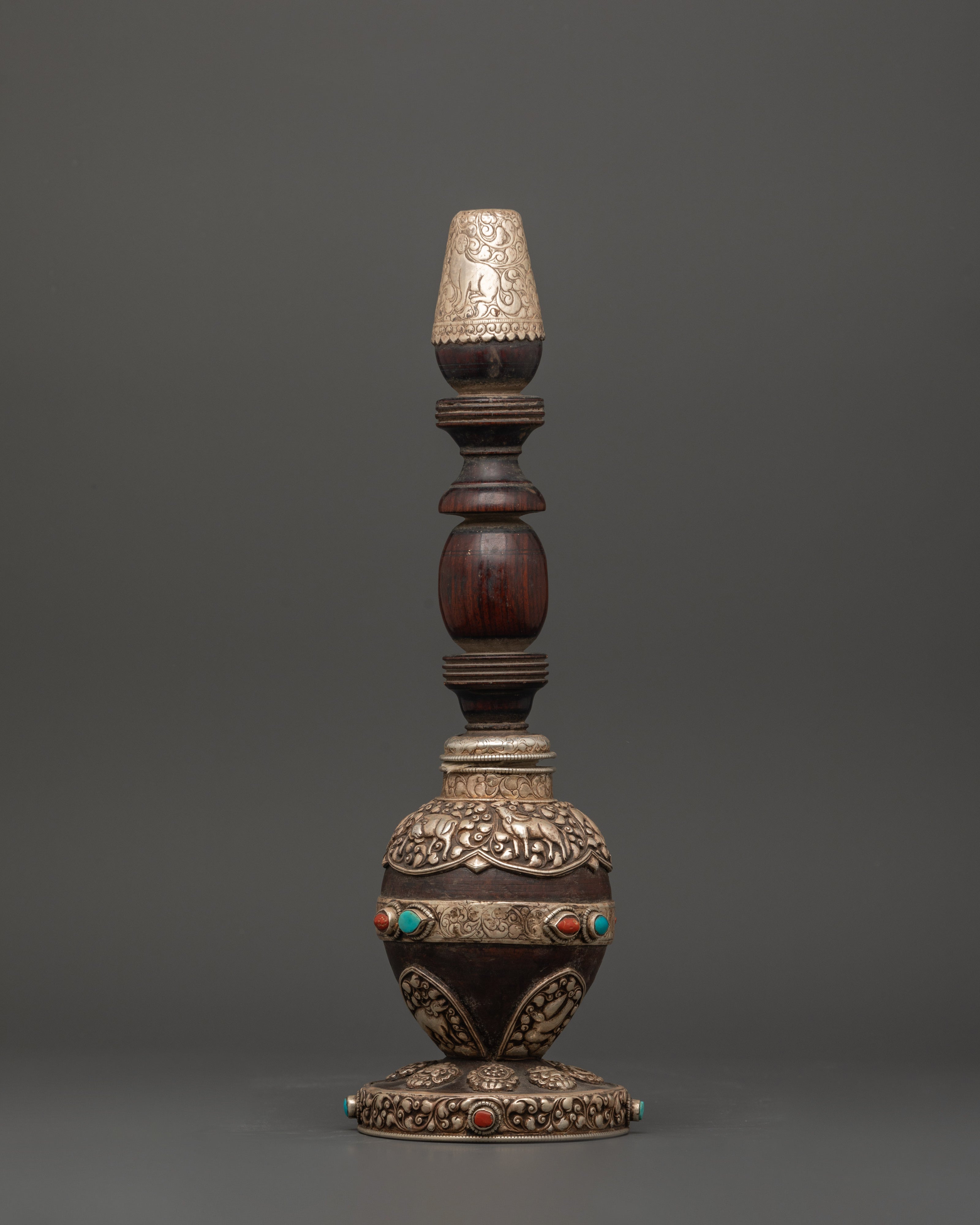 Handcrafted Wooden & Pure Silver Hukka | For Collectors & Traditional Use