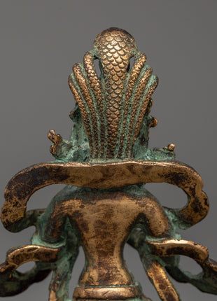 Naga Kanya Buddhist Sculpture of Serpent Goddess | Copper with Antique Finishing