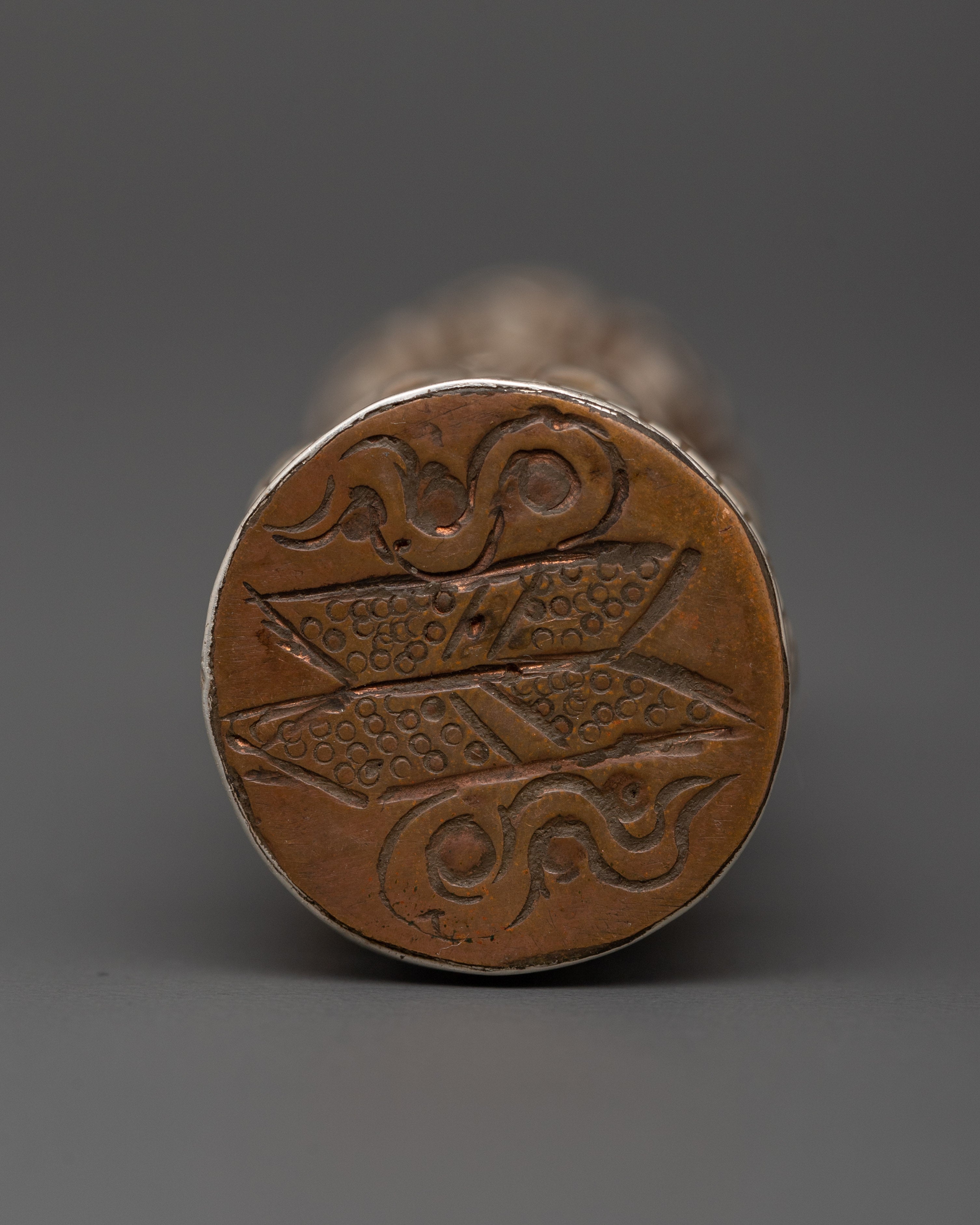 Tibetan Silver Seal Stamp | Buddhist Symbolic Tool for Altar