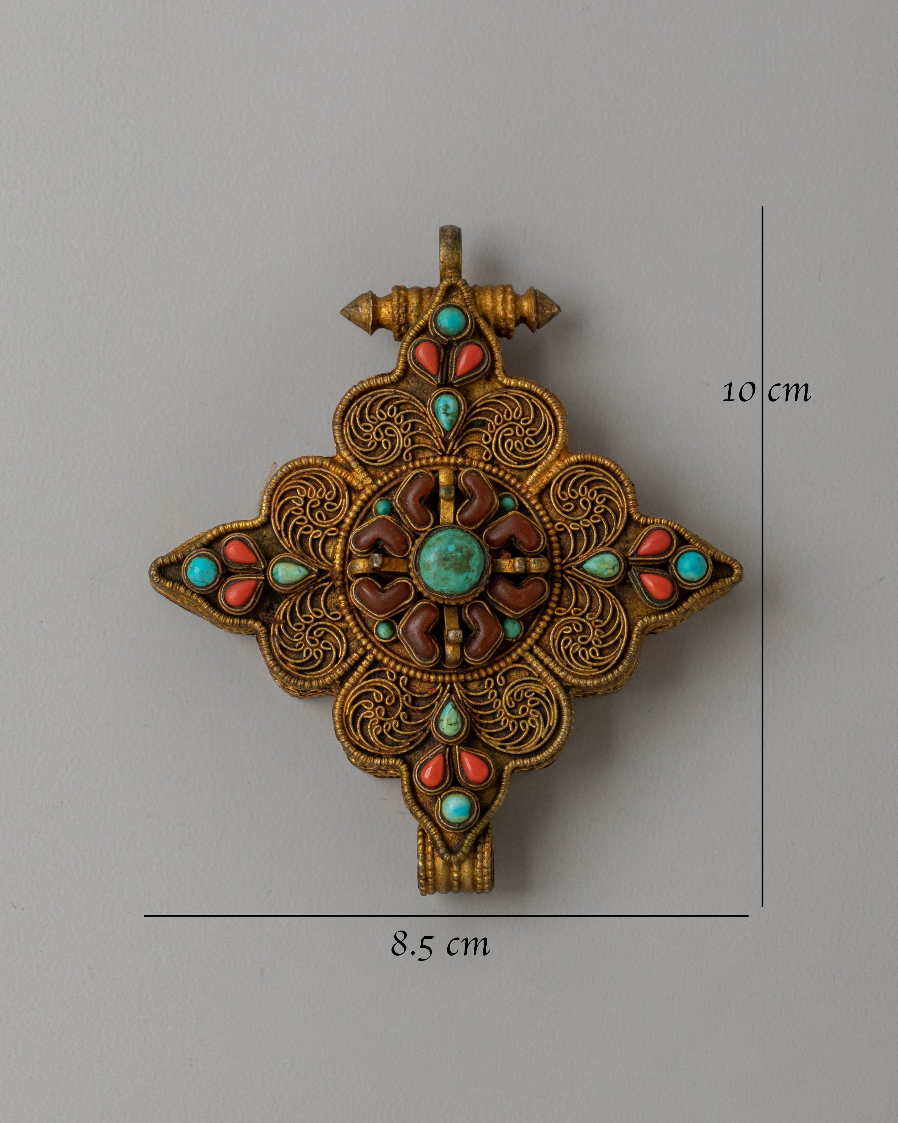 Copper Ghau Locket for Accessory | Tibetan Pendant with Filigree Work