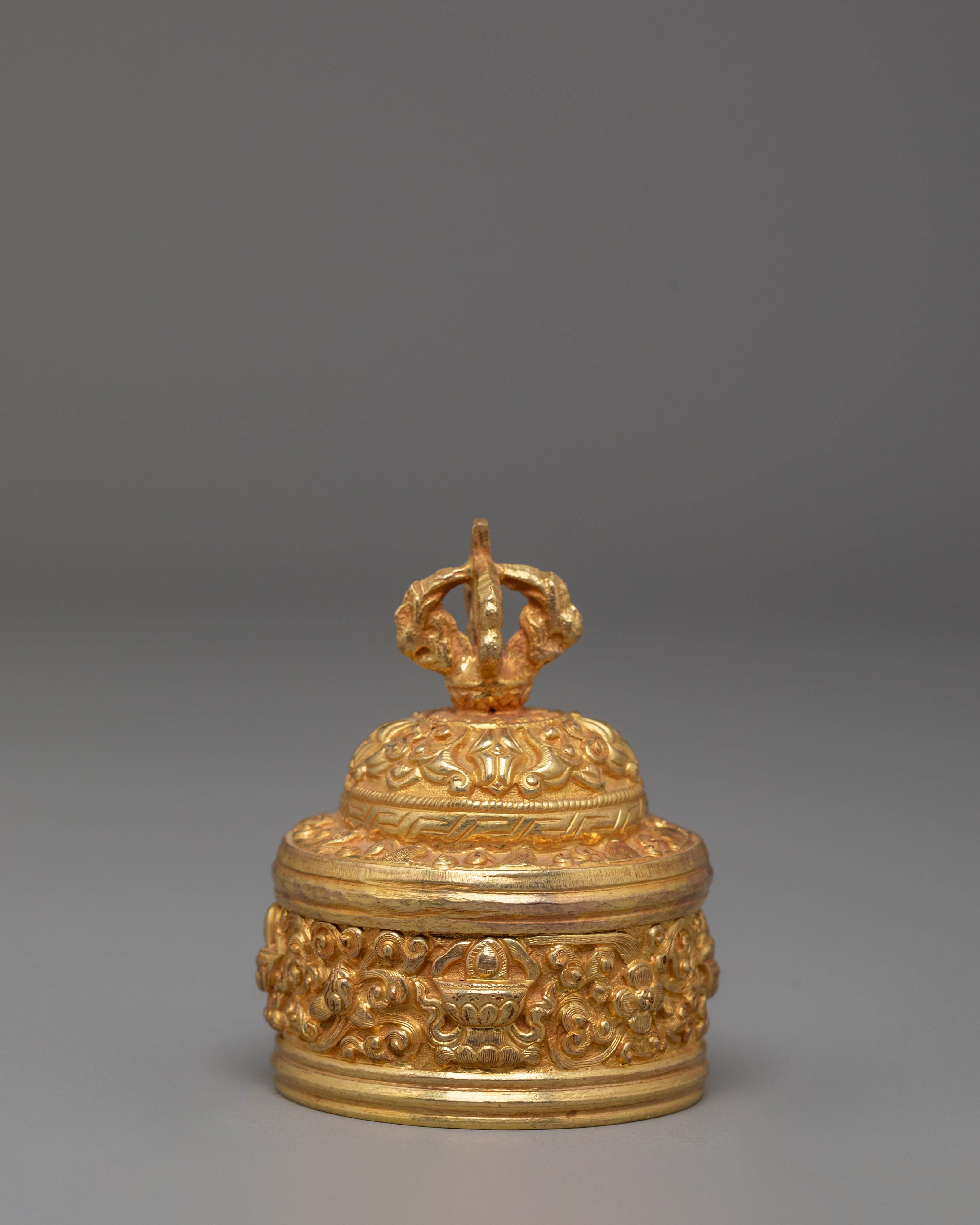 Handmade Golden Decorative Rice Pot | Copper Body with Fire Gold Plating