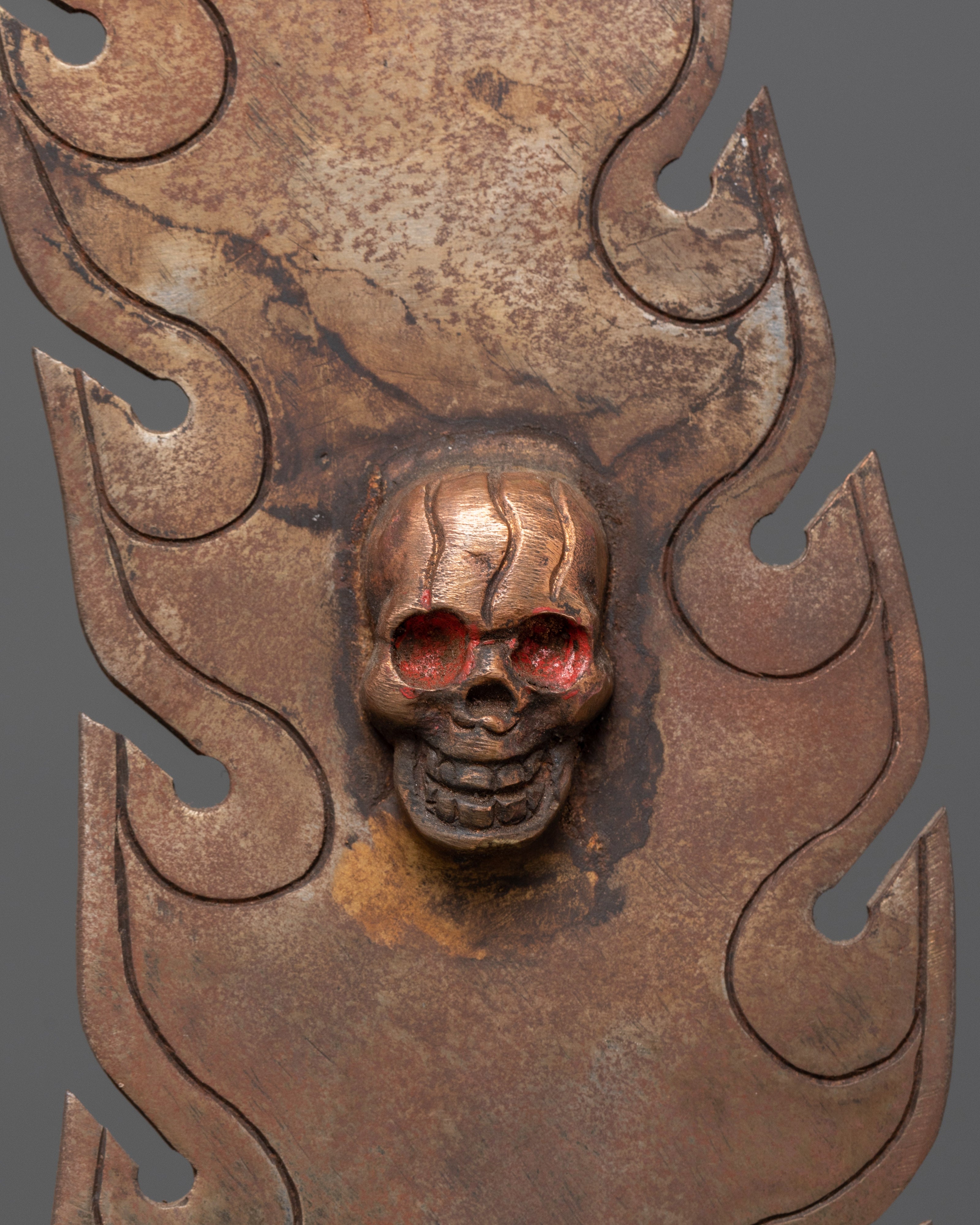 Handcrafted Copper and Iron Sword with Skull Engraving | Unique Sword