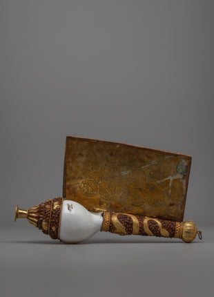 Tibetan Buddhist Offering Conch | Handcrafted Sankha Ritual Shell