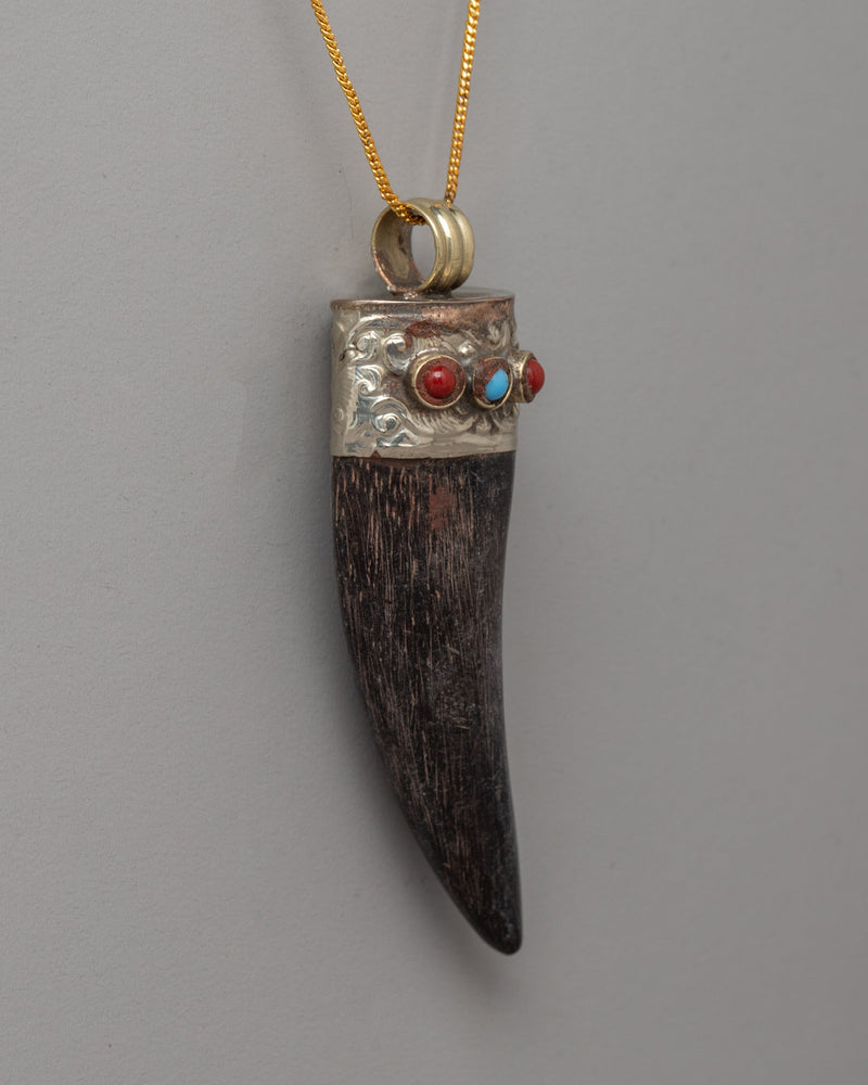 Ethical Goat Horn Pendant Locket | Spiritual Protection