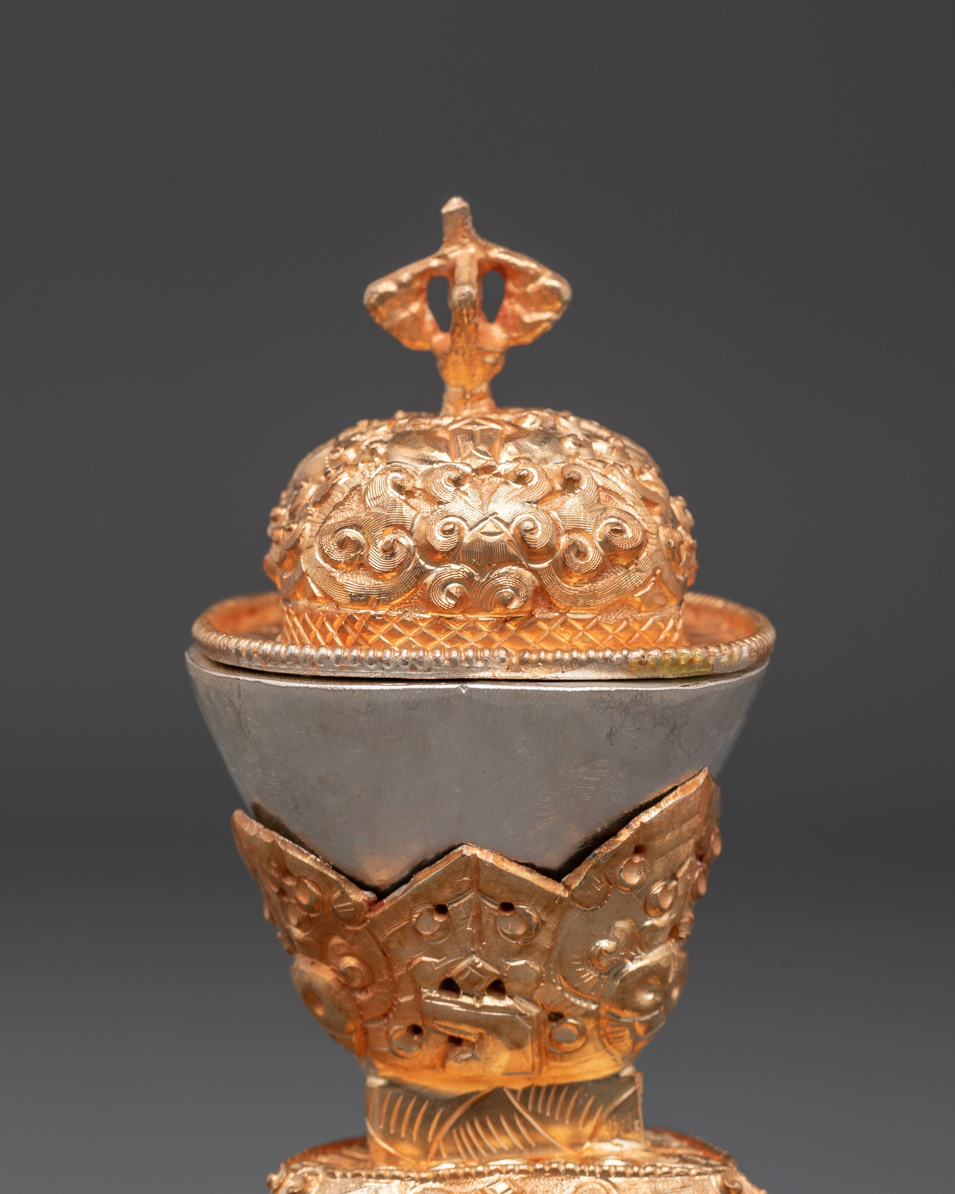 Sacred Traditional Kapala | Handcrafted Copper & Gold Plated Ritual Vessel
