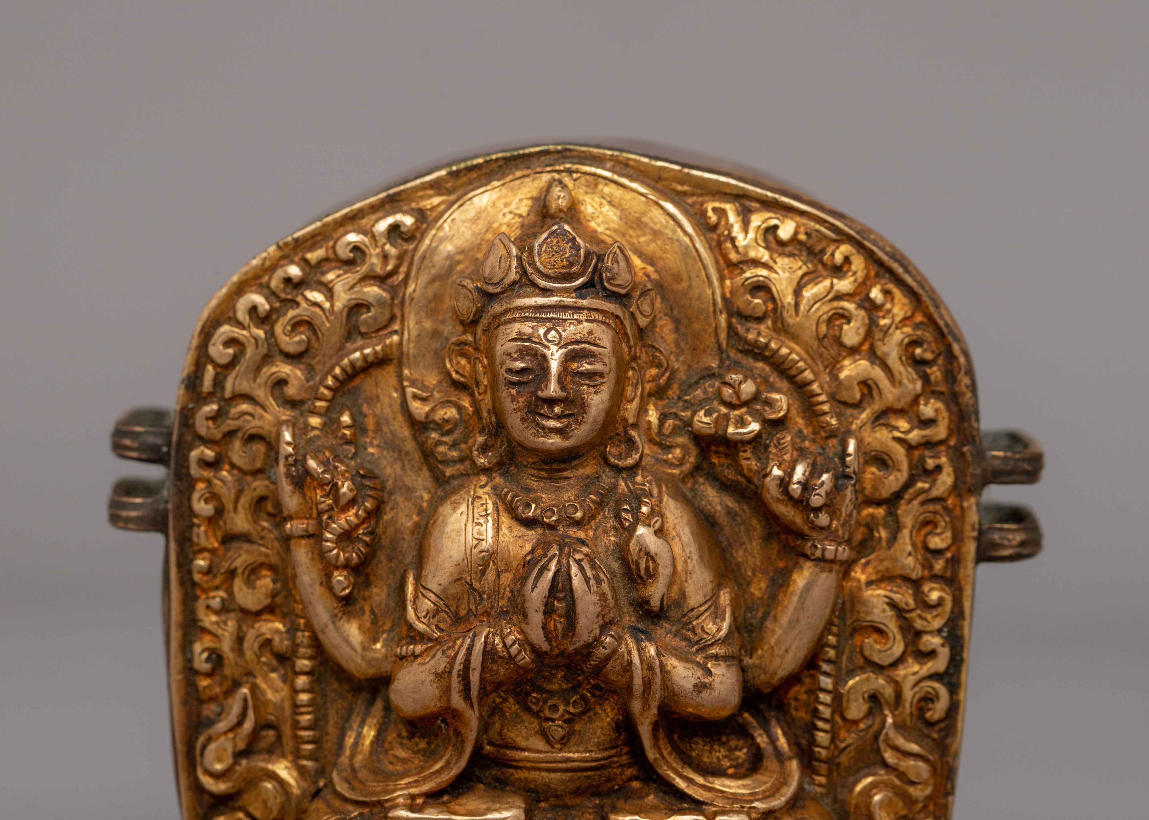 Avalokiteshvara Ghau Box |  Sacred Buddhist Artifact of Compassion