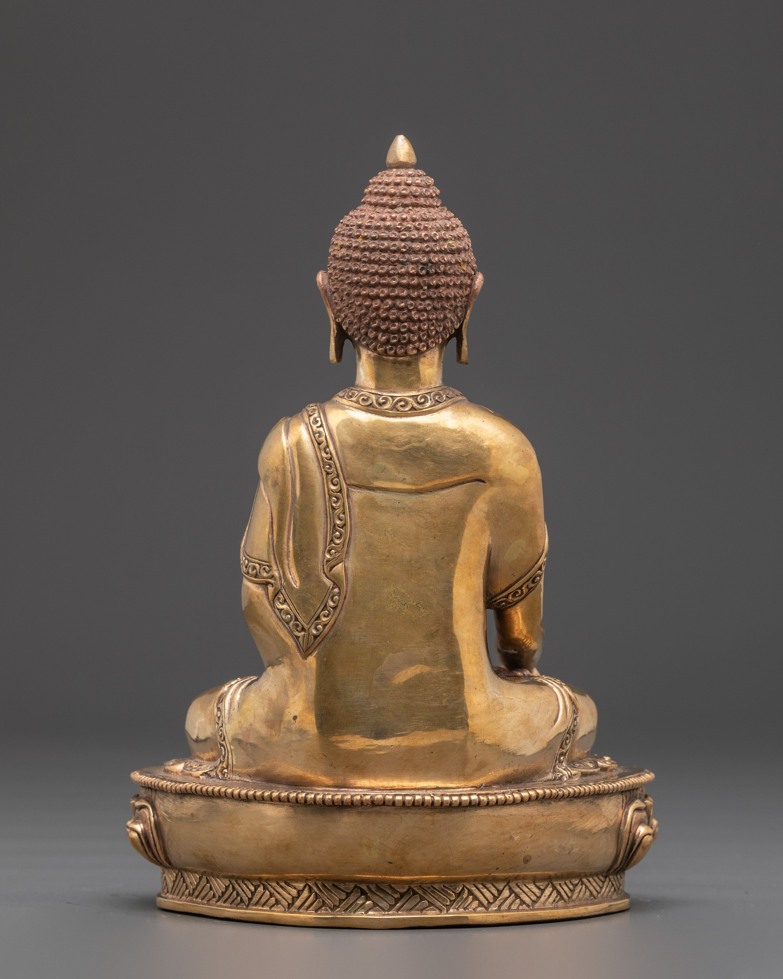 Traditional Shakyamuni Buddha Figurine | Gold Plated Copper Meditation Statue