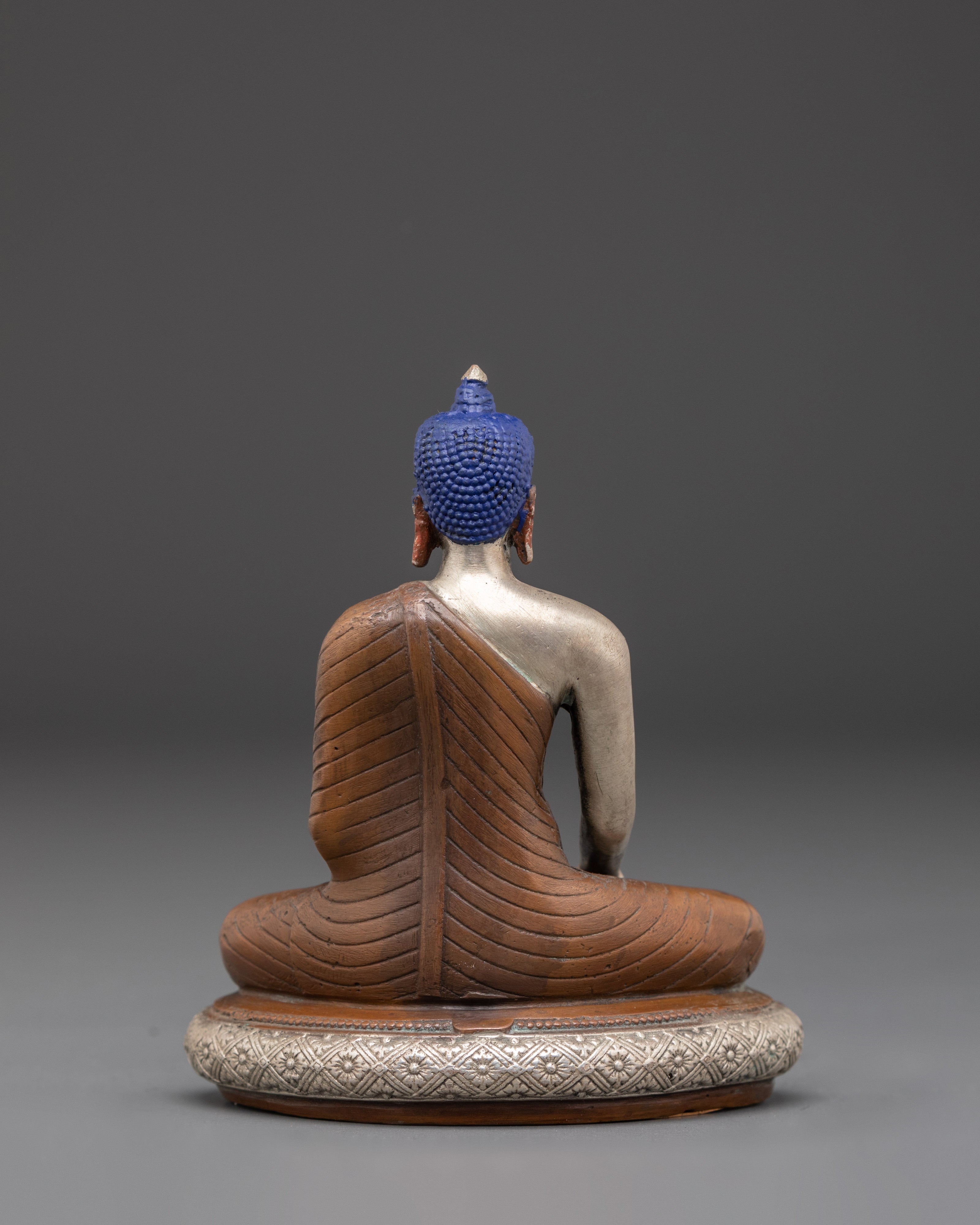Handmade Awakened Shakyamuni Buddha Statue | Silver Plated Meditation Decor