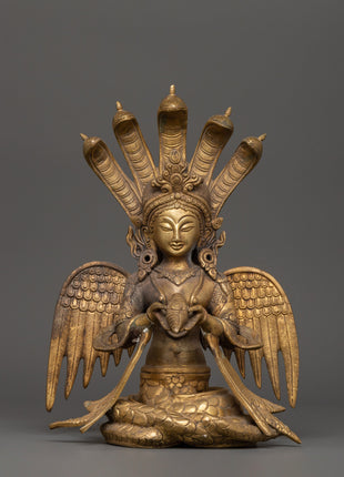Handcrafted brass Naagkanya statue
