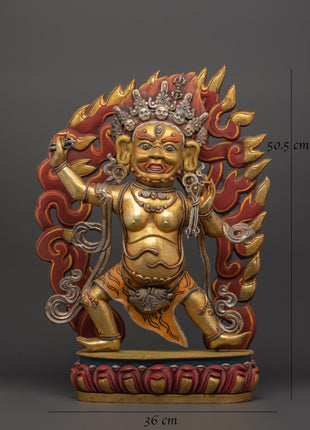 Handcrafted Vajrapani Statue | Copper Body with Gold Plating, Pure Silver & Acrylic Paint