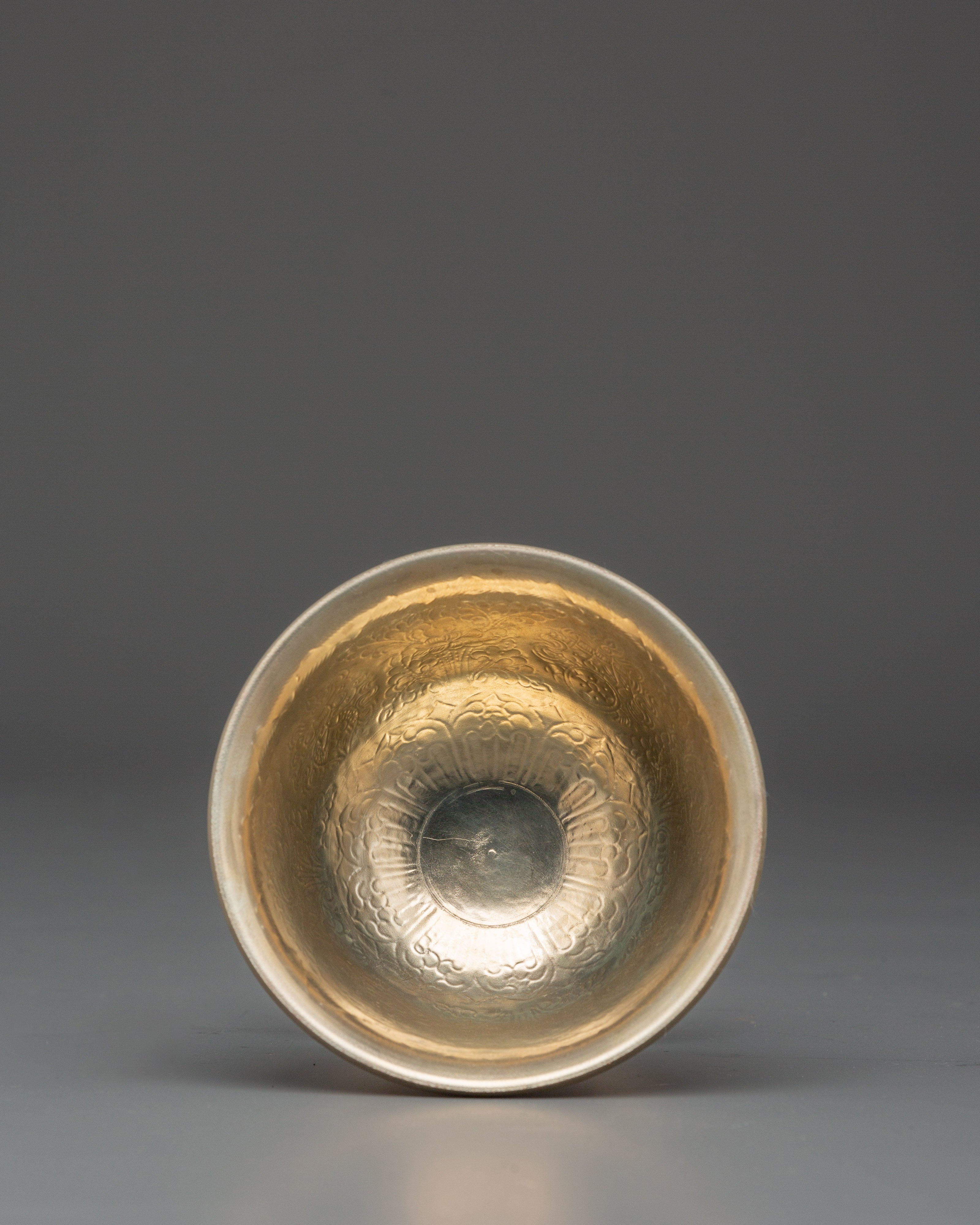 Buddhist Offering Altar Set | Handcrafted White Metal Ritual Bowls