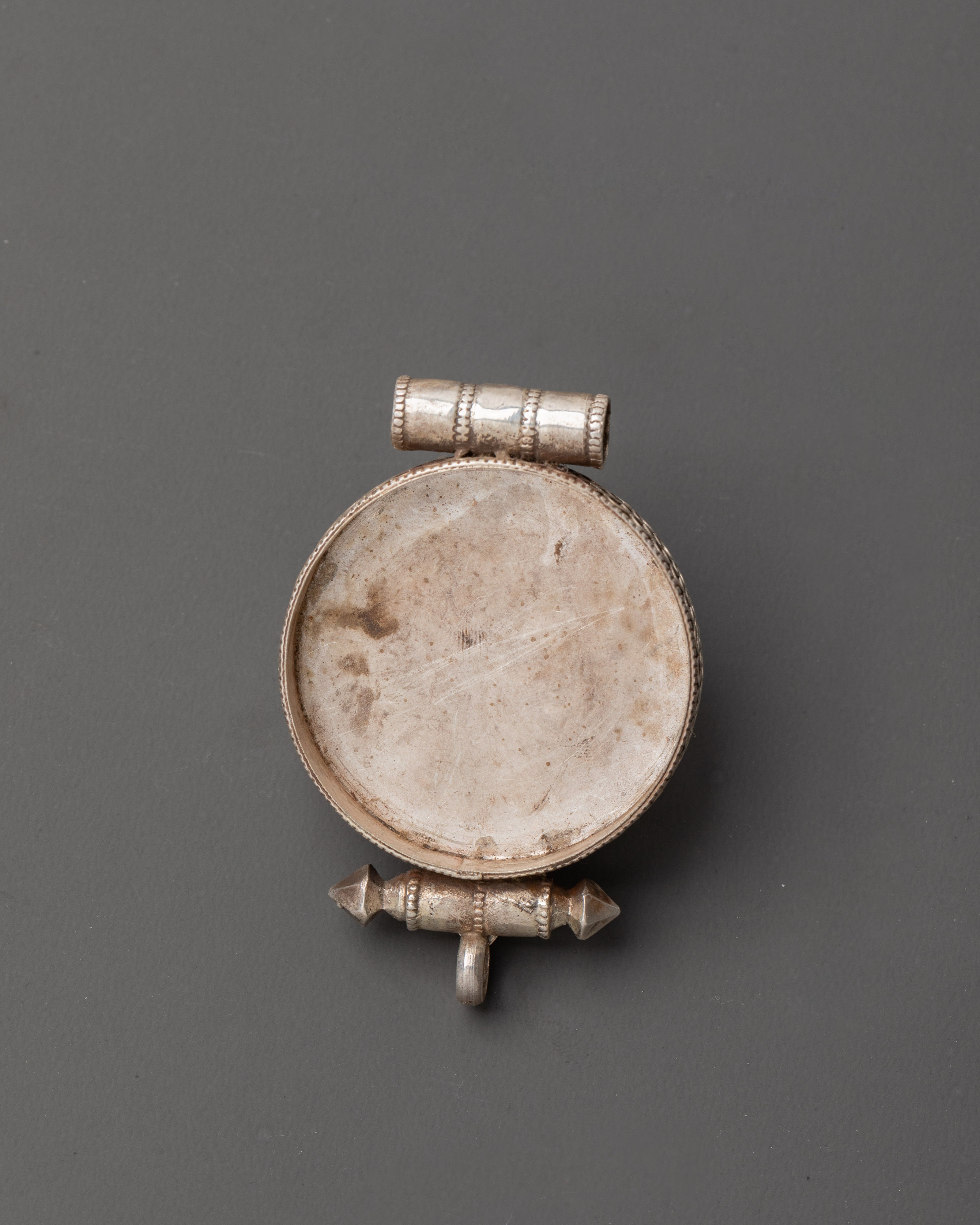 Sterling Silver Ghau Box Locket with Coral Stone | Tibetan Pendant