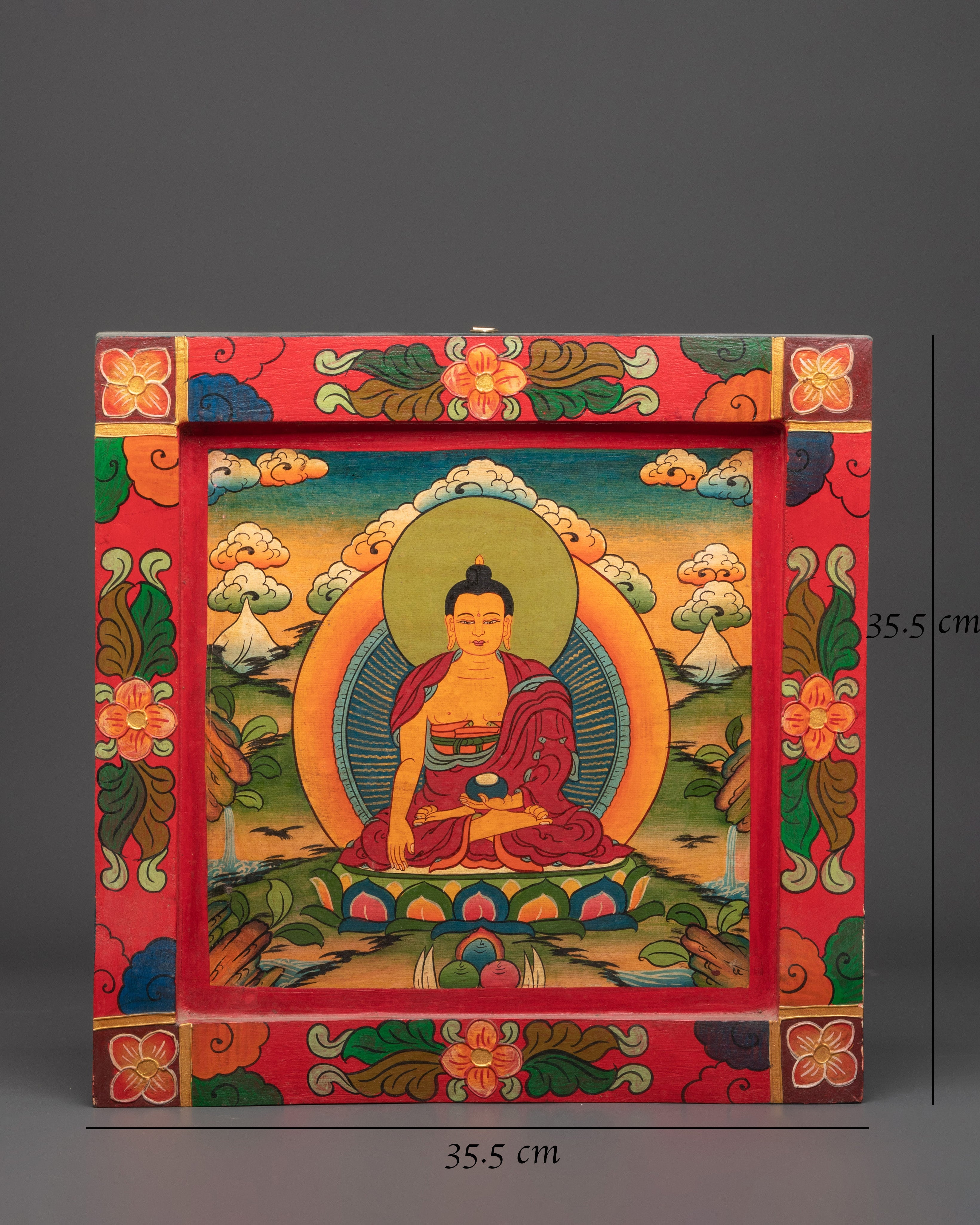 Tibetan Buddha Wooden Wall Hanging | Buddhist Art for Peace