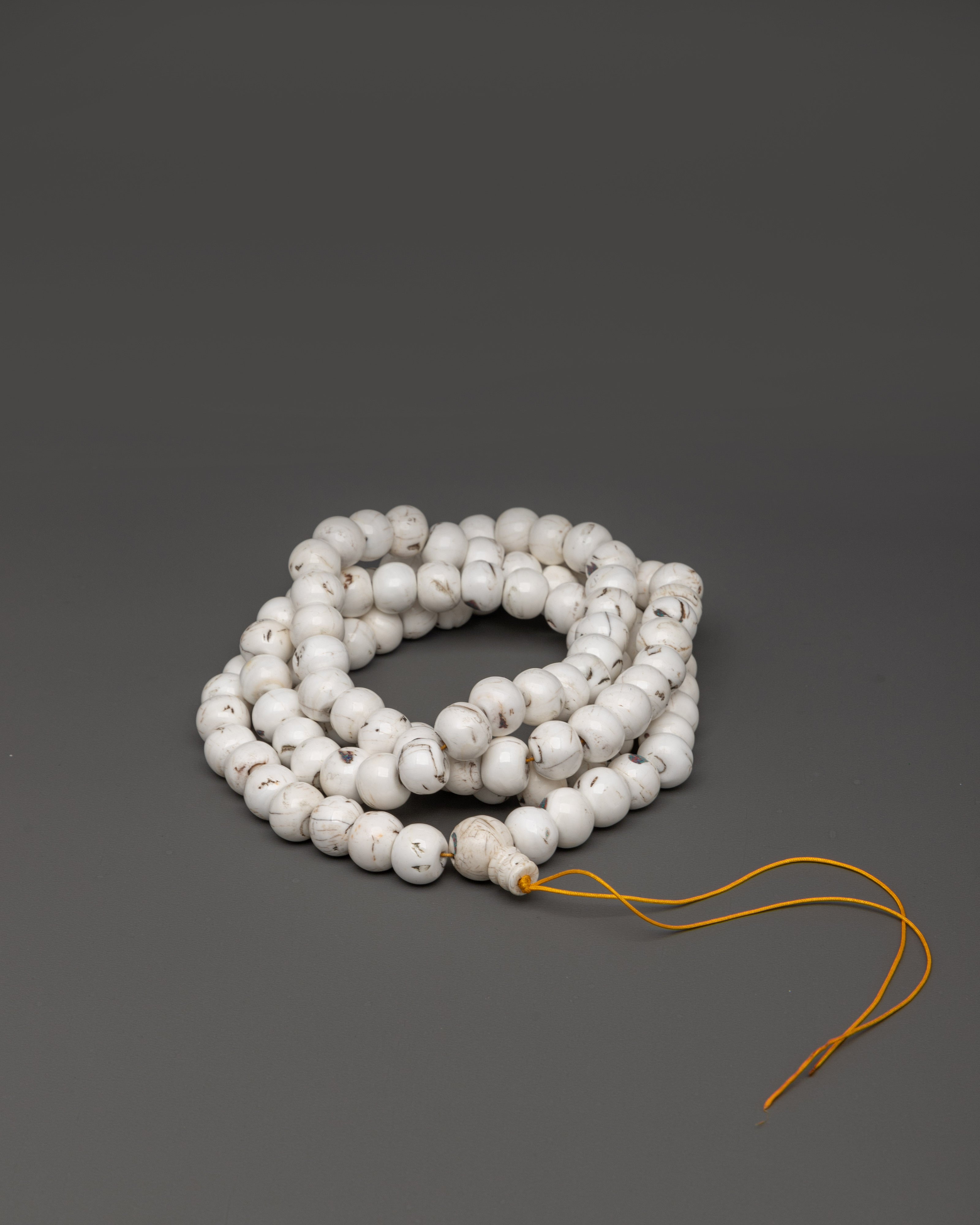 Handmade Conch Shell Mala | White Buddhist Prayer Beads Mala
