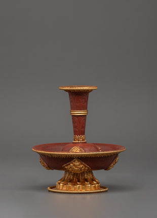 Gold-Plated Copper Serkyem Set |  Tibetan Tea Offering Vessel