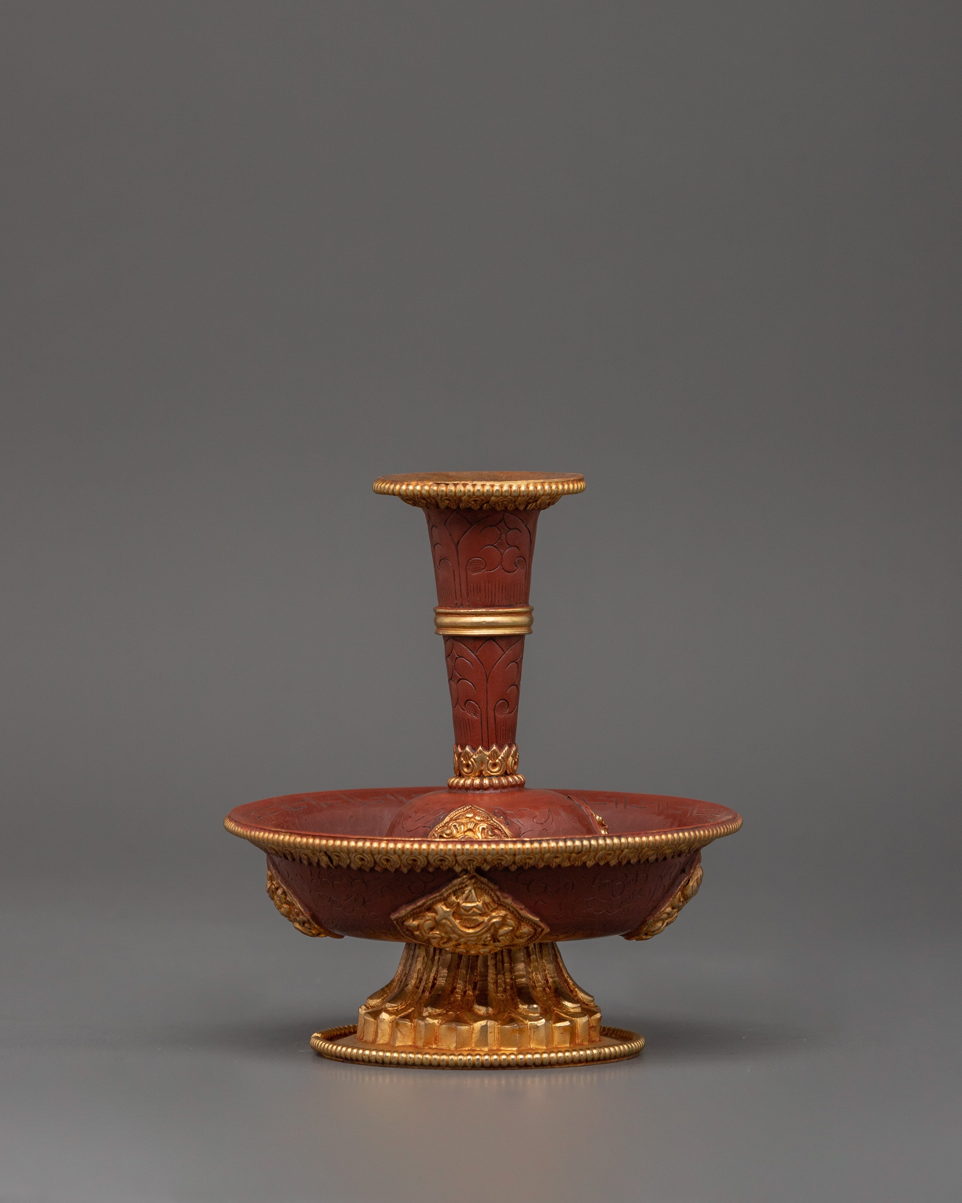 Gold-Plated Copper Serkyem Set |  Tibetan Tea Offering Vessel