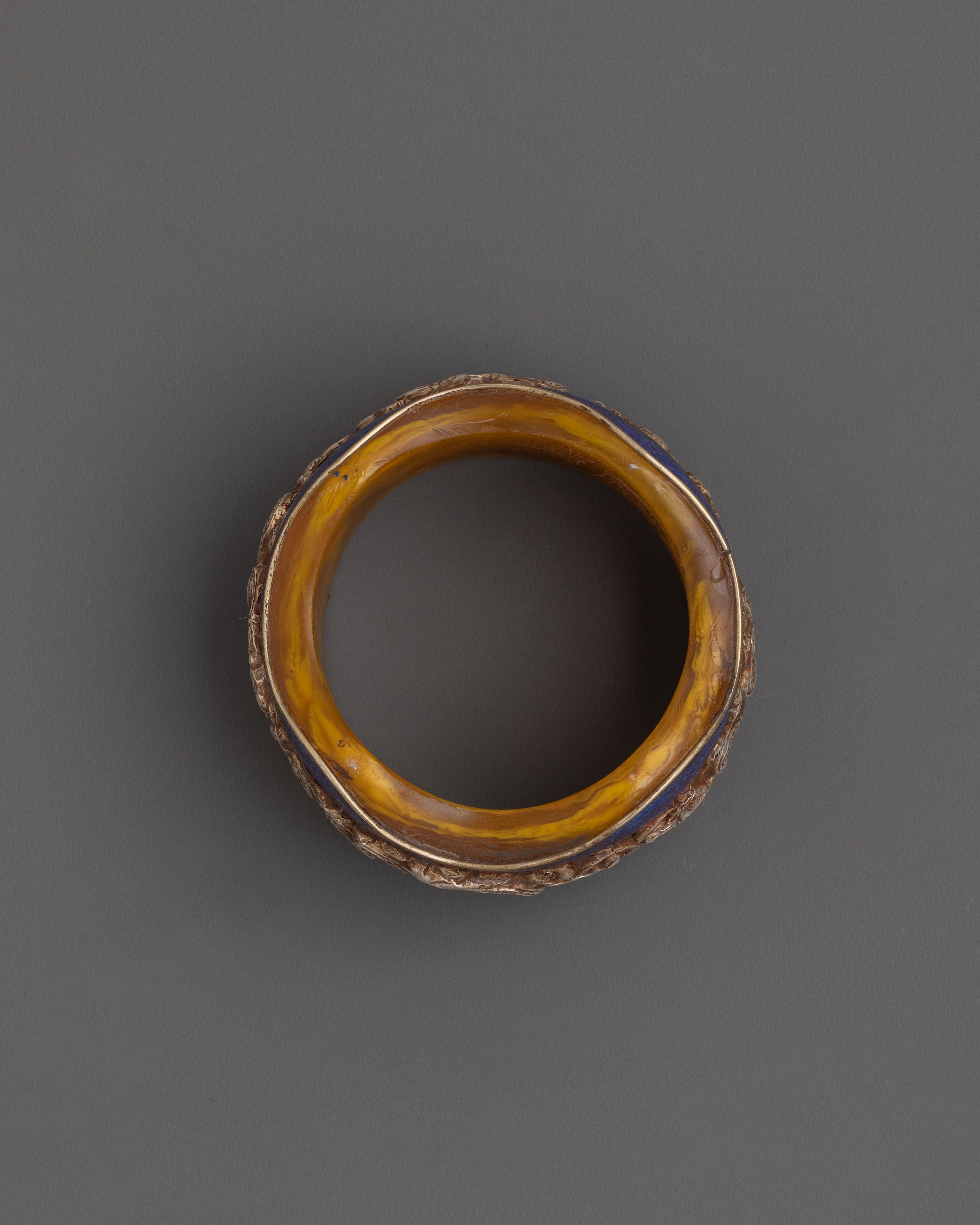 Snake Carved Bangle | Silver Plated Resin Bracelet
