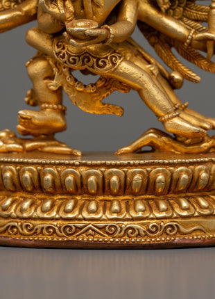 Gold Plated Hayagriva Statue | Copper Tantric Guardian for Protection